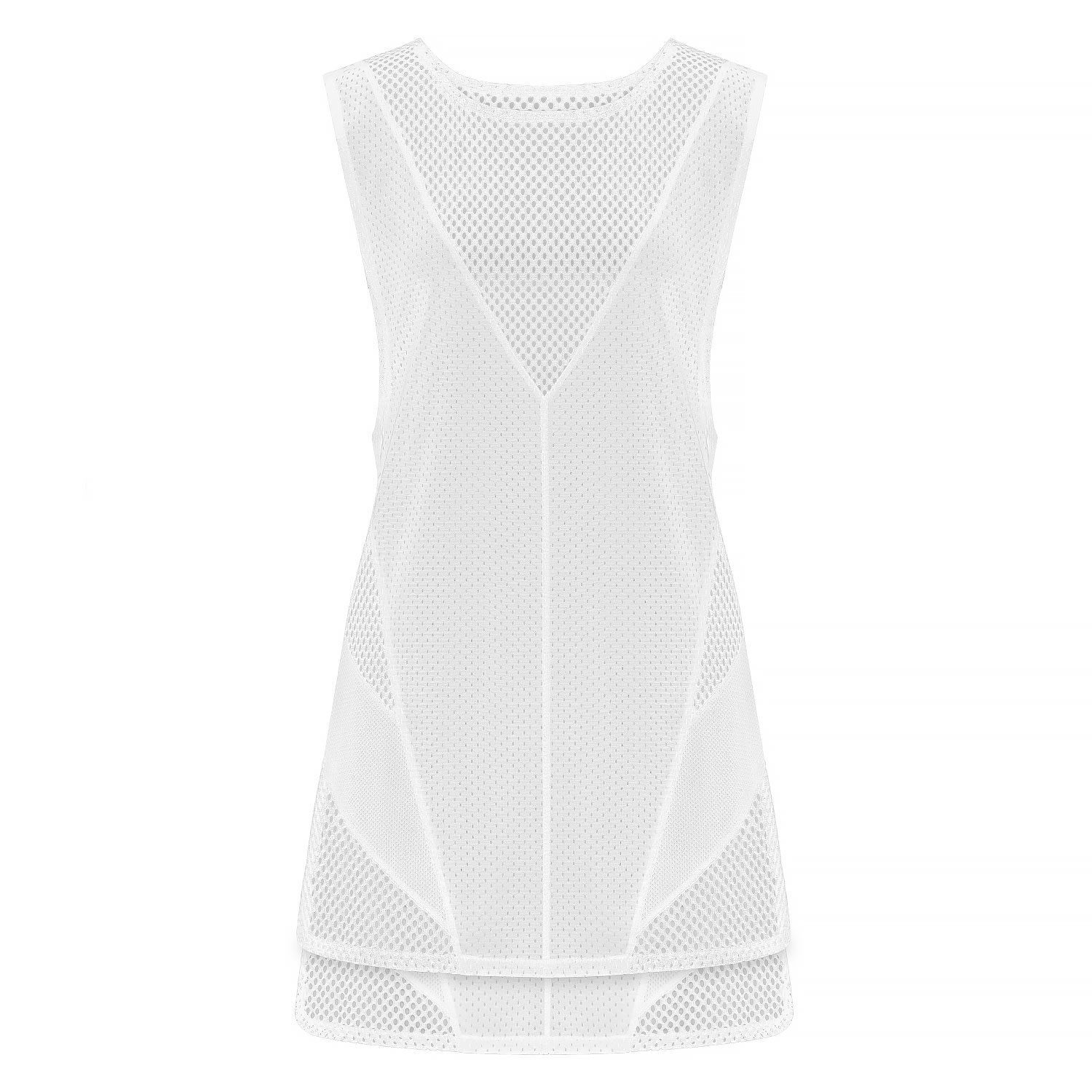 Kim Foley Women's White High-low Beach Cover-up Athletic Mesh Dress In White