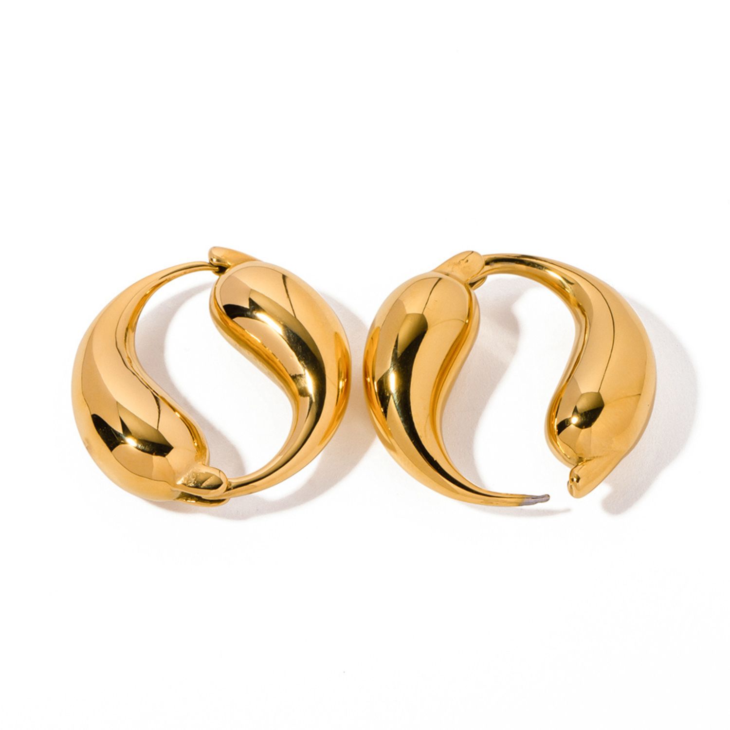 Olivia Le Women's Curved Double Tear Drop Gold Hoop Earrings