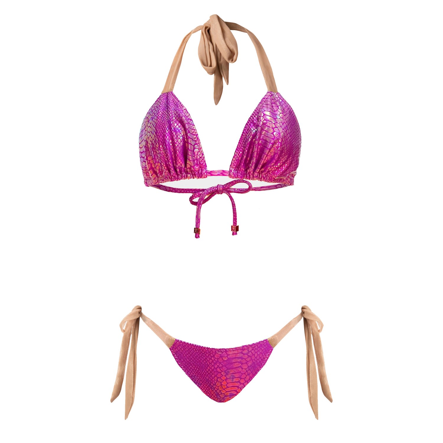 Deessa Ibiza Women's Pink / Purple Fuchsia Metallic Bikini Set Mari Leah Bougainvillea - Pink In Pink/purple