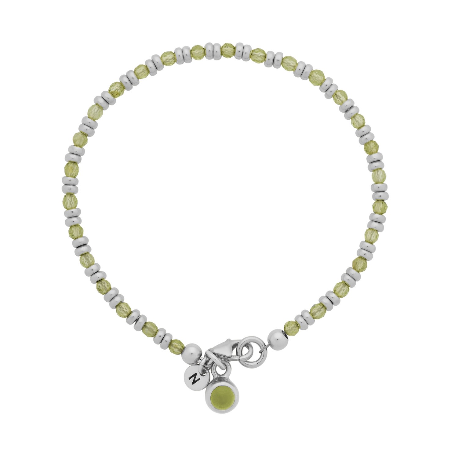 Nellou Jewellery Women's Green Linear August Birthstone Bracelet Peridot Sterling Silver In Green