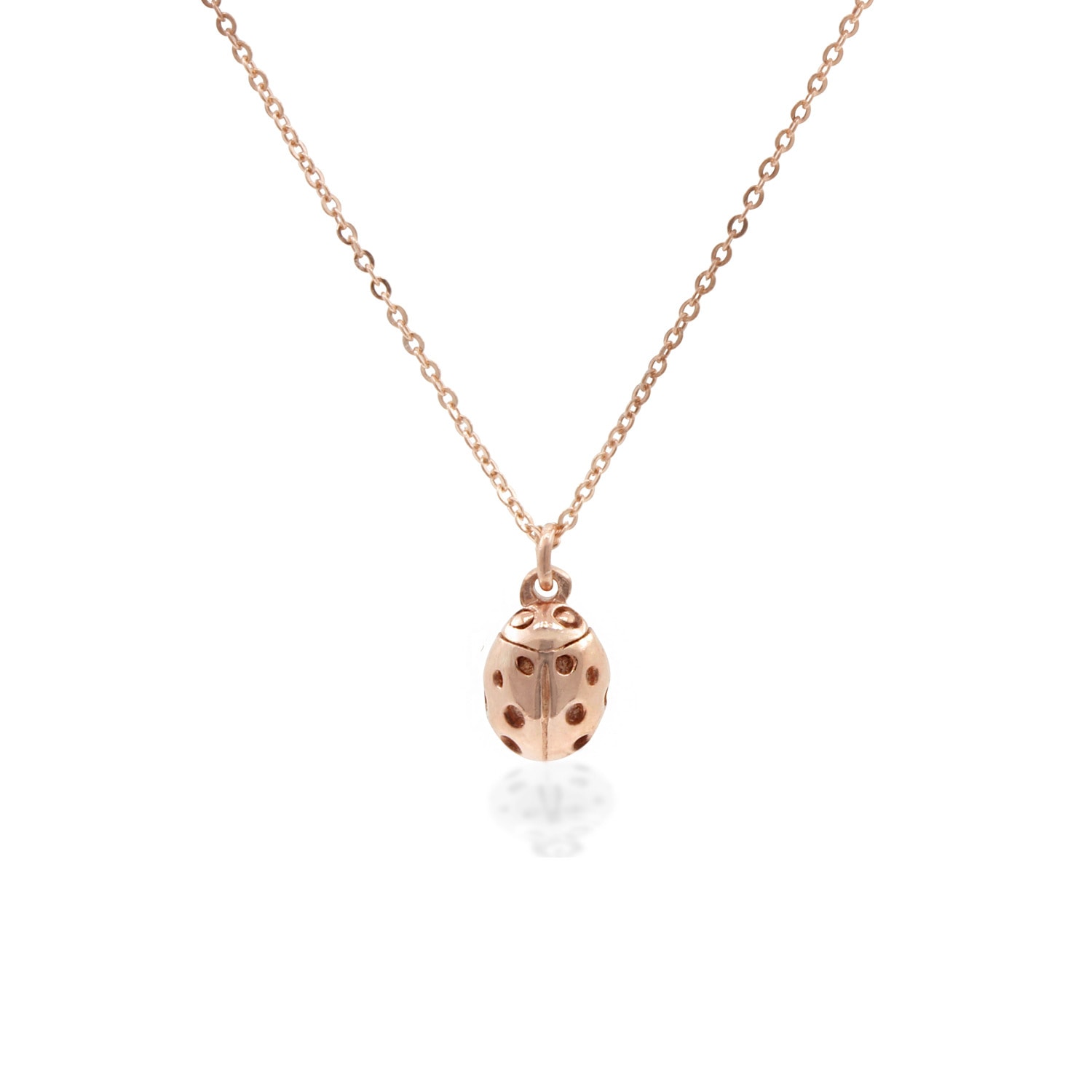 Ladybird Necklace - Rose Gold -Wings Closed Lee Renee