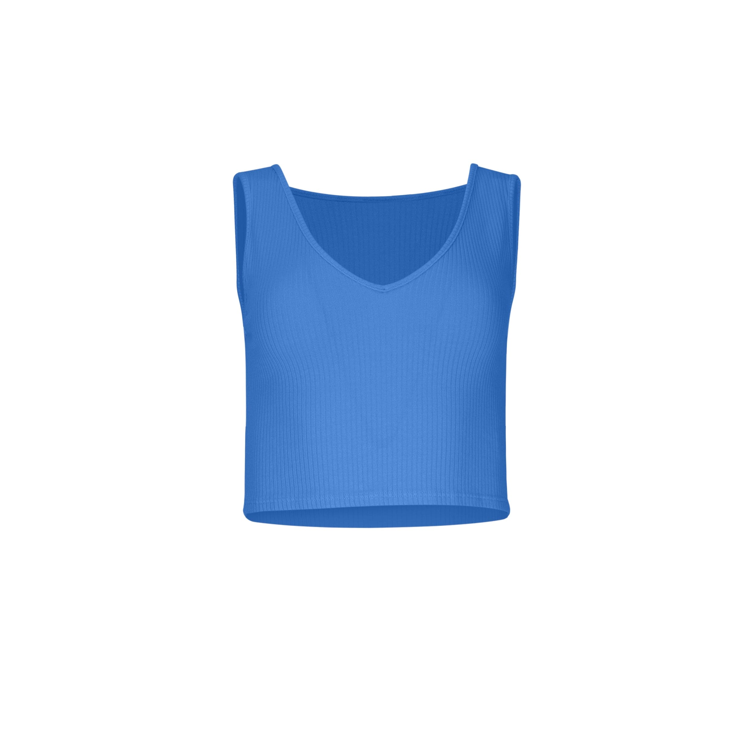 Lezat Women's Blue Greyson Cropped Rib Cotton Tank - Glacier