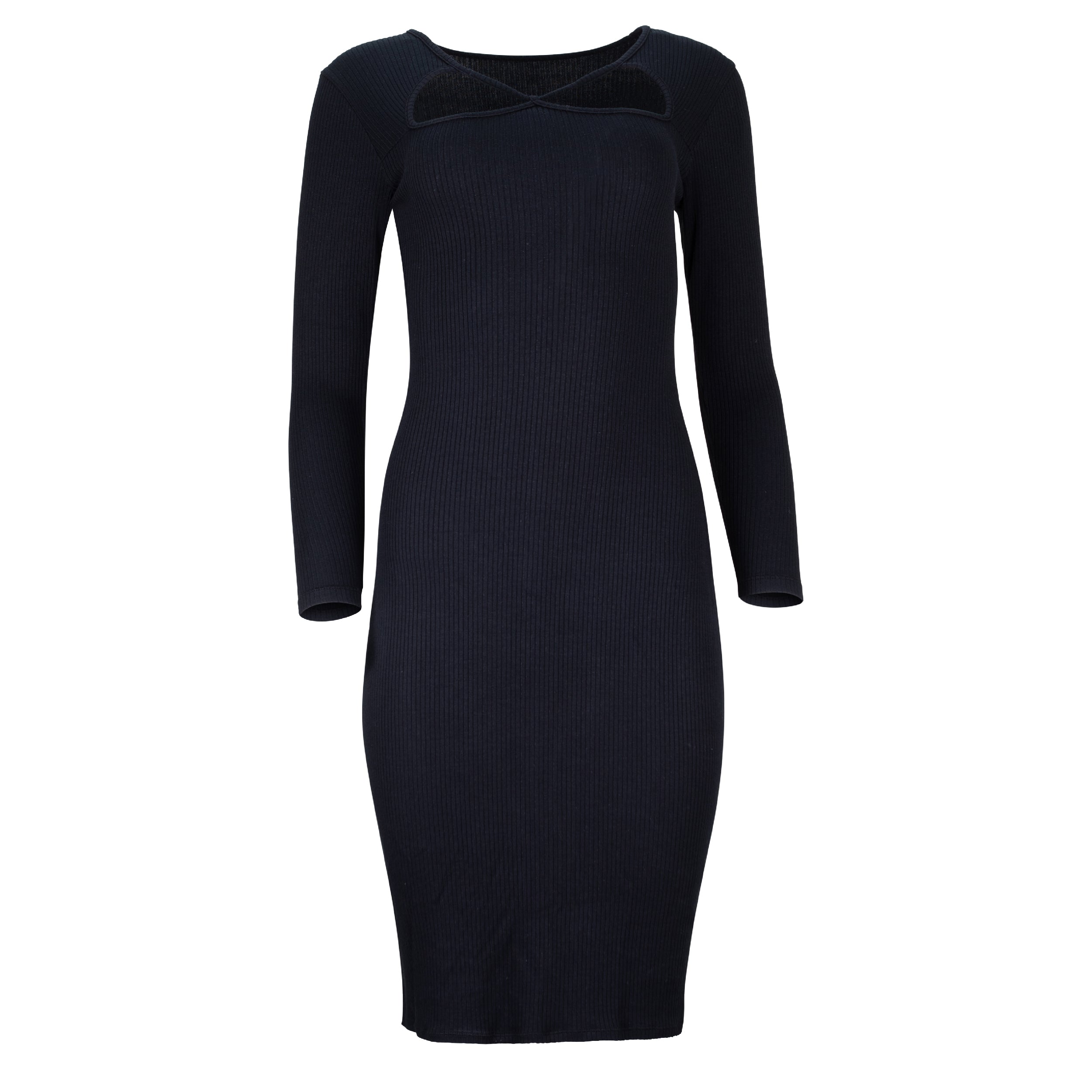 Shop Lezat Women's Jenny Long Sleeve Cutout Midi Rib Dress - Black