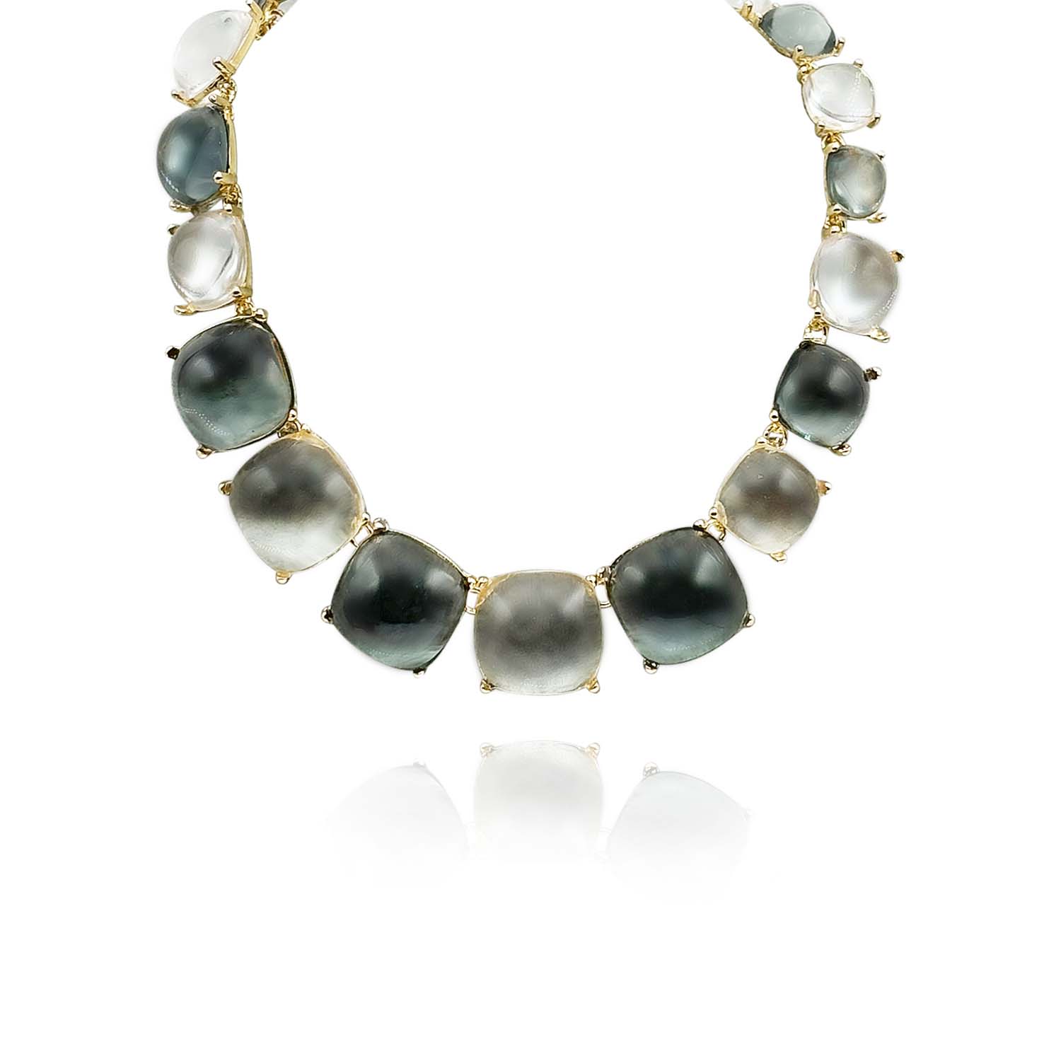 Michael Nash Jewelry Women's Neutrals / Black / Grey Multi Grey And Clear Cushion Shaped Resin Necklace In Multi