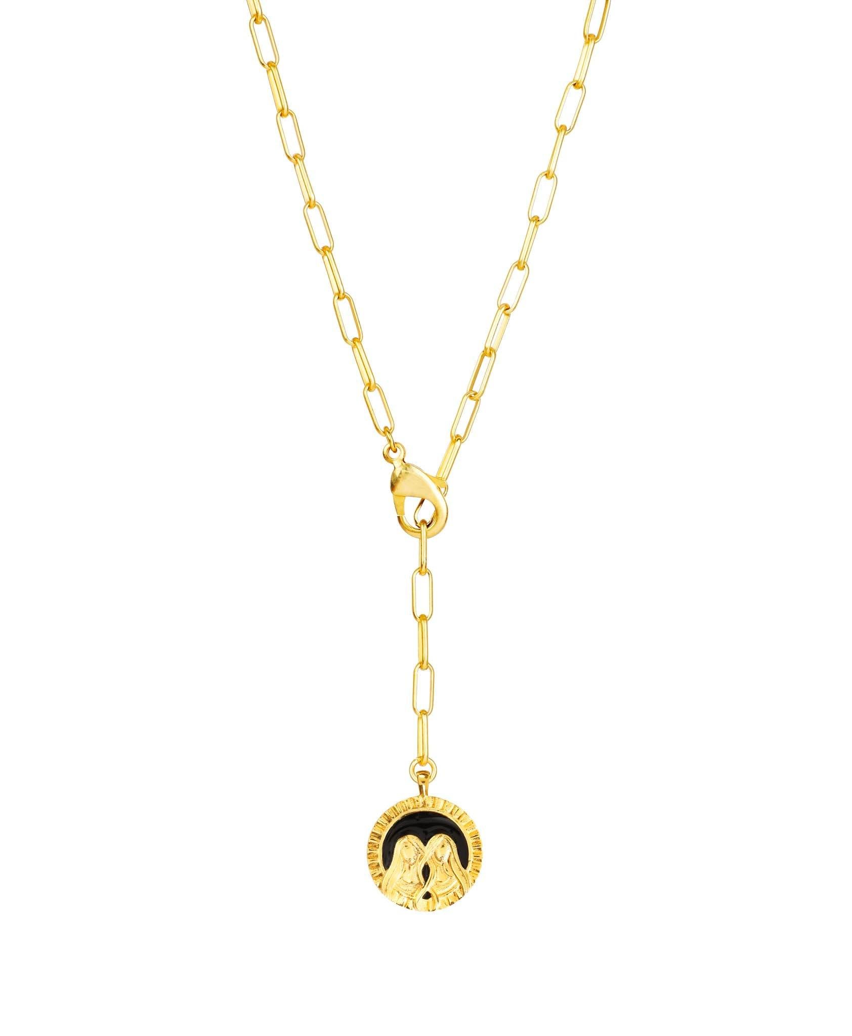 Women’s Gold / Black Zodiac Star Sign - Gemini Necklace Lila Rasa