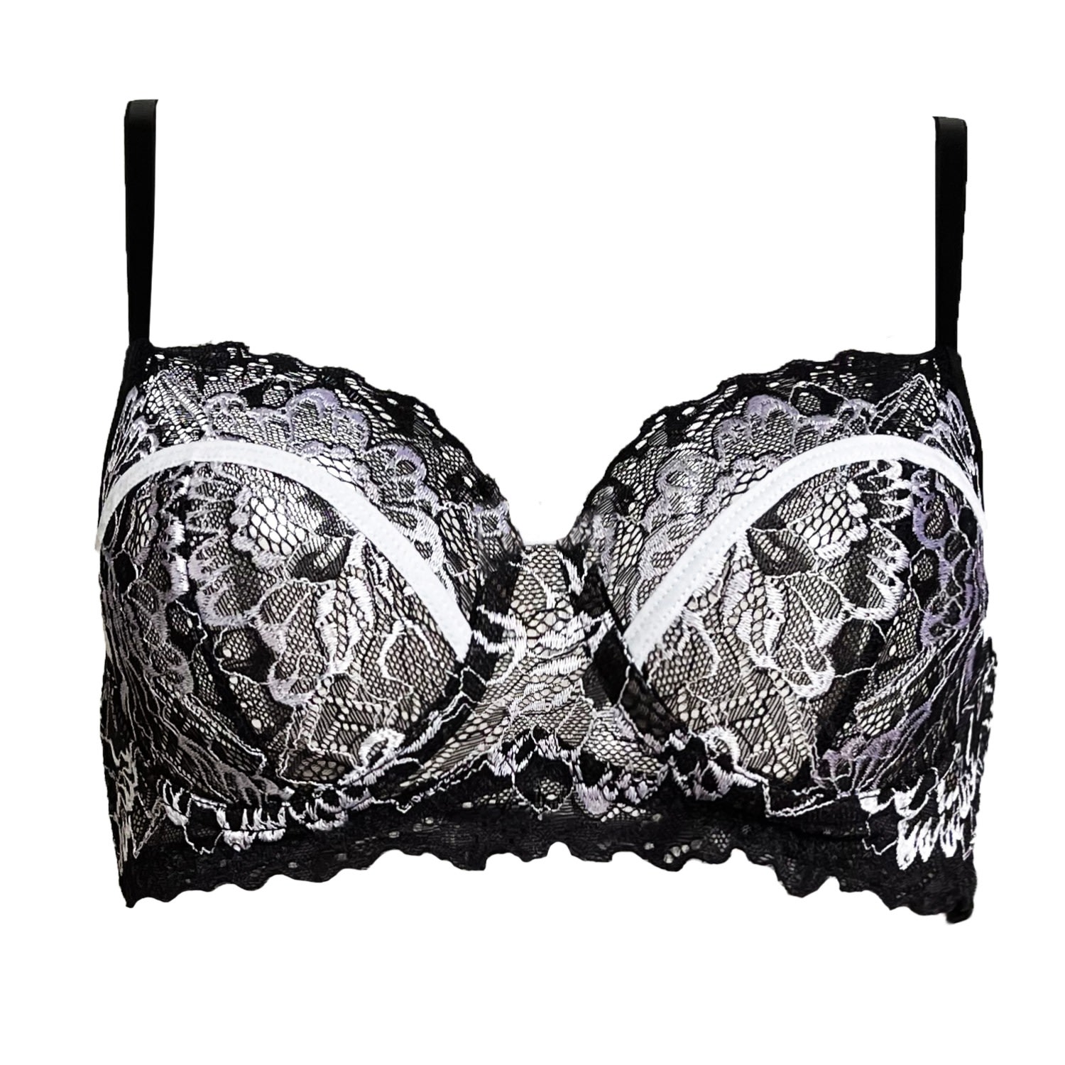 Carol Coelho Women's Black Kyoto Bicolor Underwire Stretch Lace Bra In Black