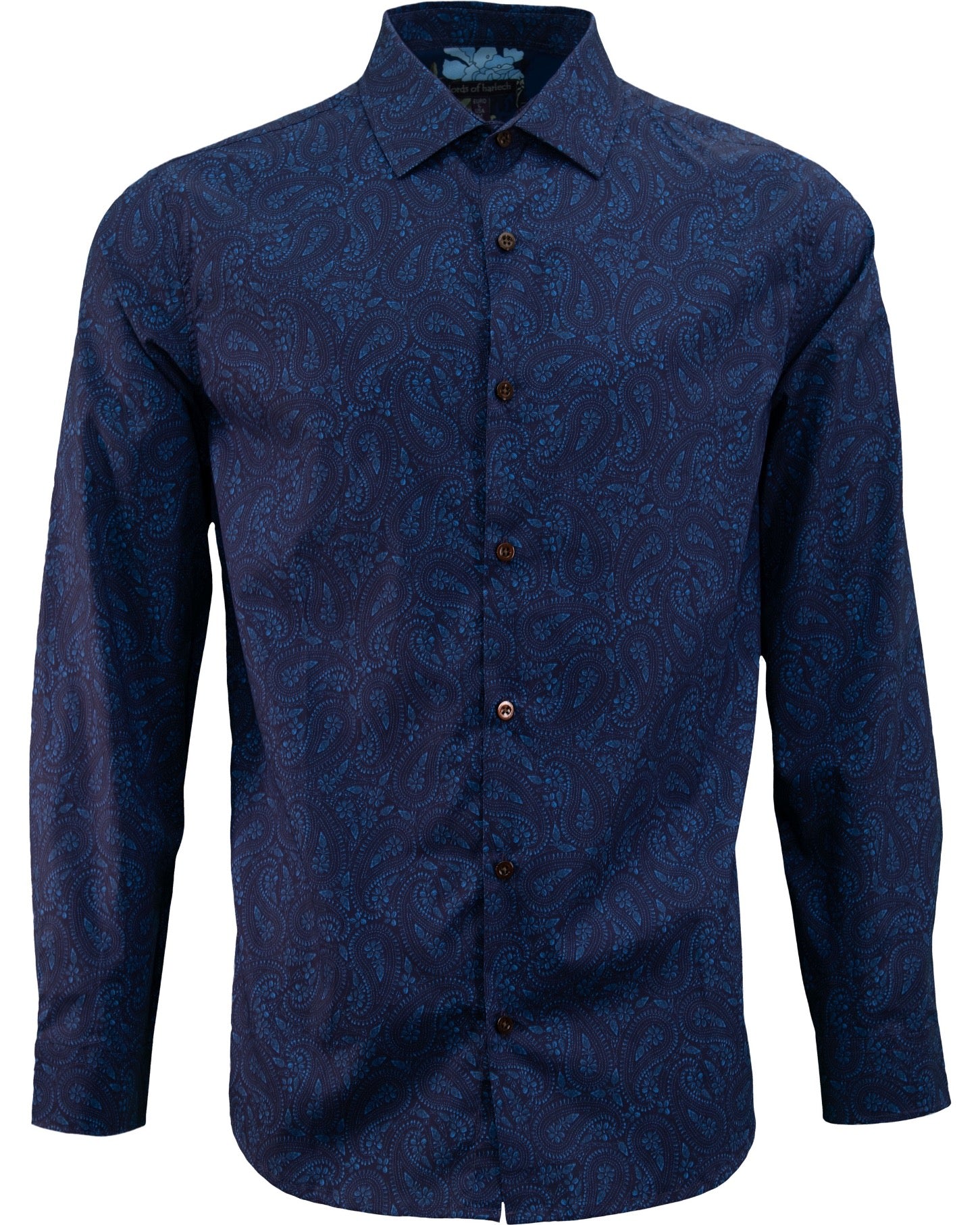 Lords Of Harlech Men's Blue Nigel Perugia Paisley Shirt - Navy In Blue