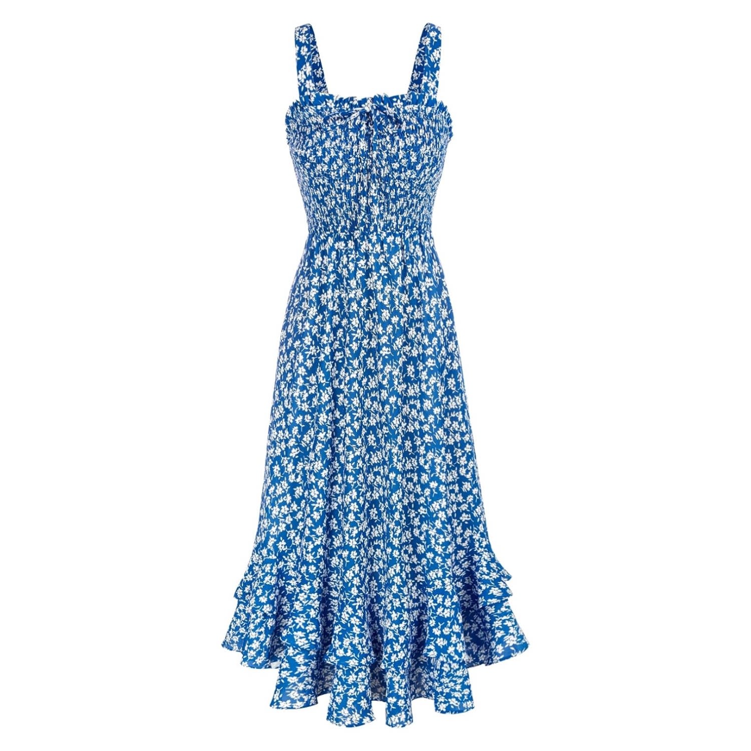 Women’s Positano Floral Maxi Dress - Blue Small Nalia Swim