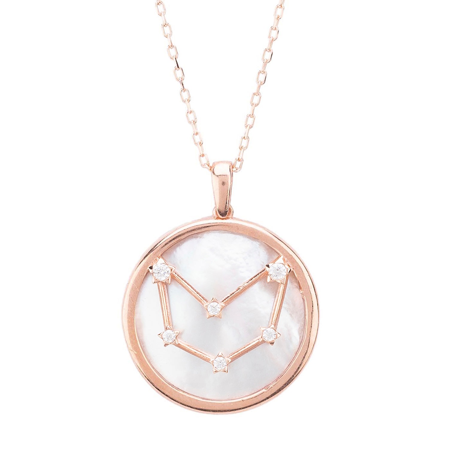 Women’s White / Rose Gold Zodiac Mother Of Pearl Gemstone Star Constellation Pendant Necklace - Capricorn Latelita