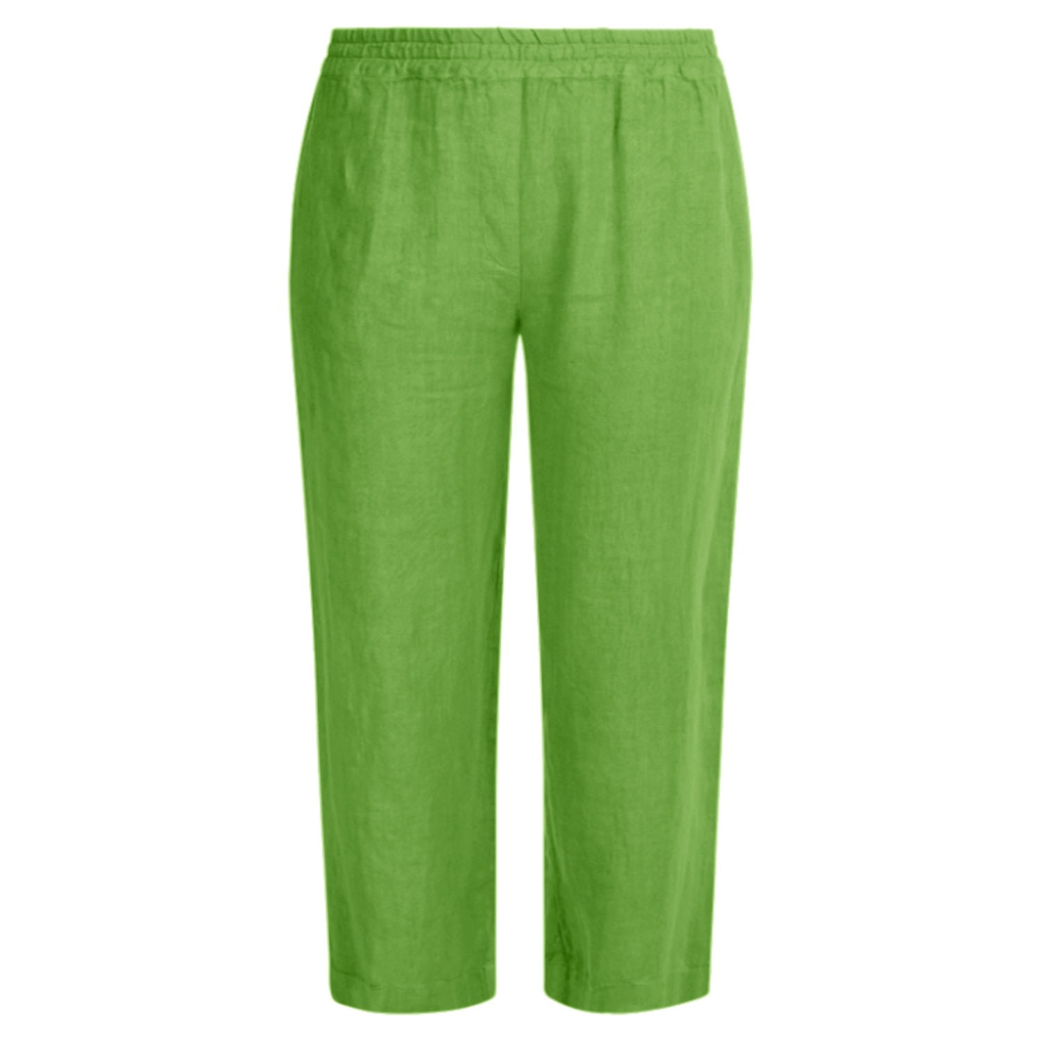 Haris Cotton Women's Green Cropped Linen Pants - Avocado