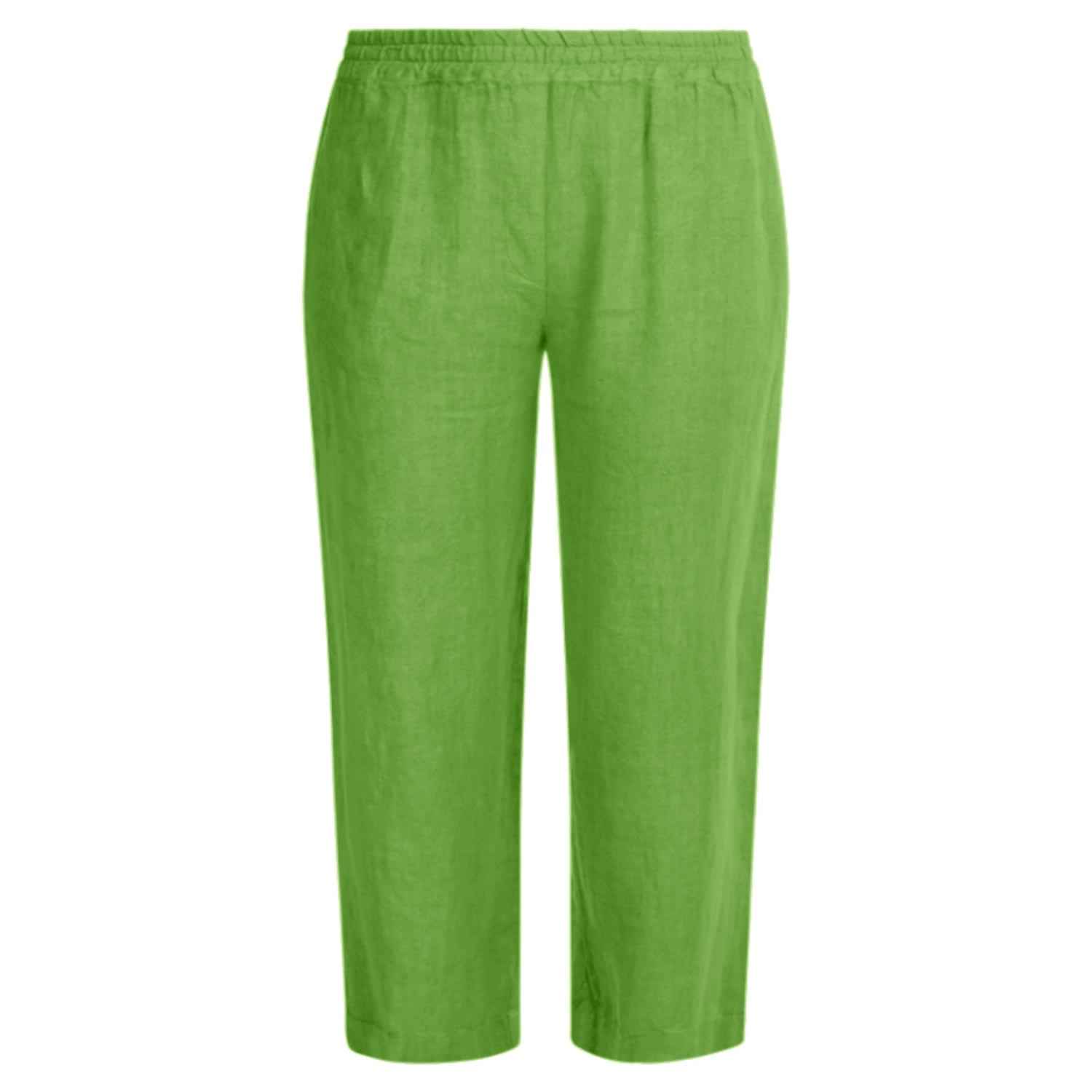 Haris Cotton Women's Green Cropped Linen Pants - Avocado In Green