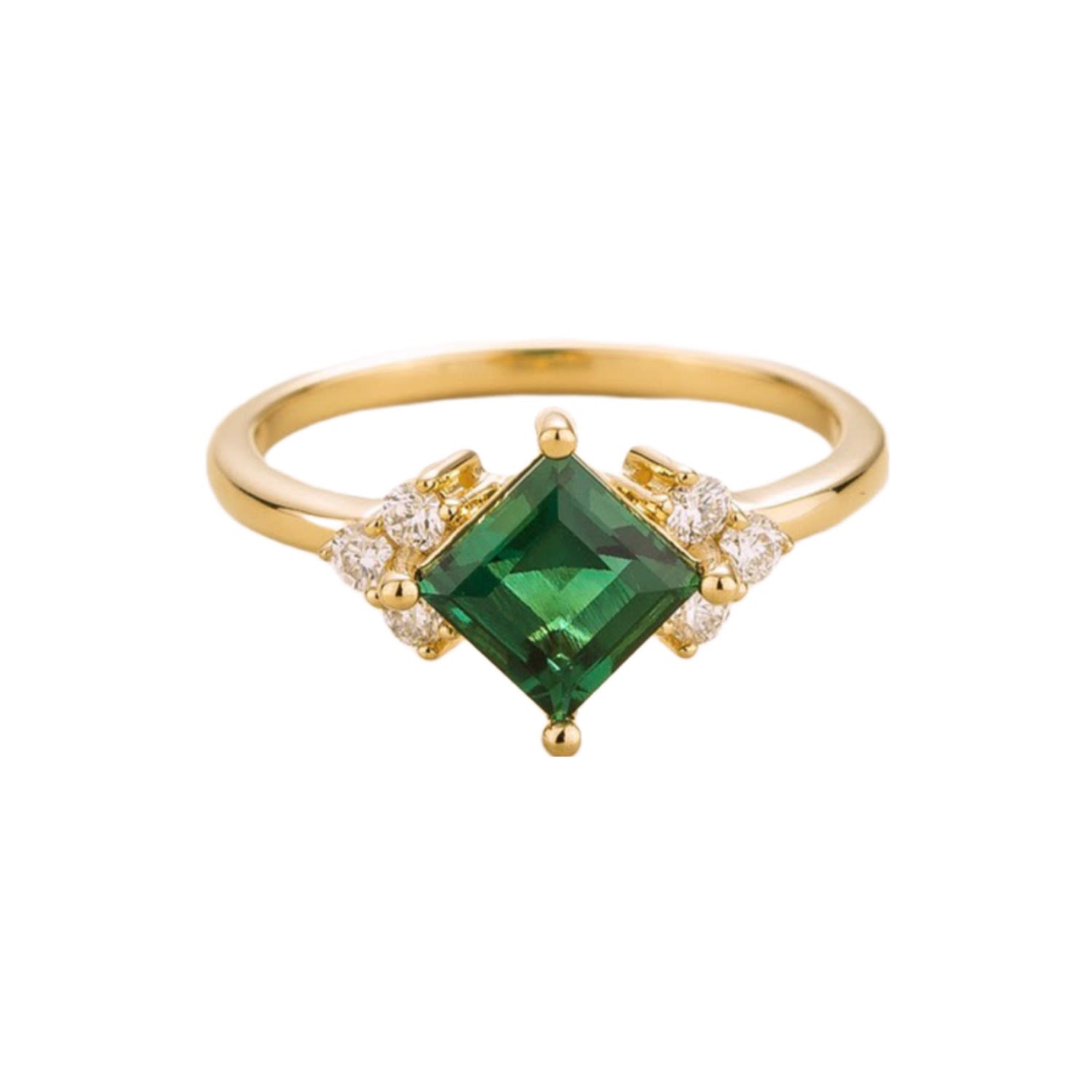 Juvetti Women's Gold / Green / White Amore Ring In Emerald & Diamond