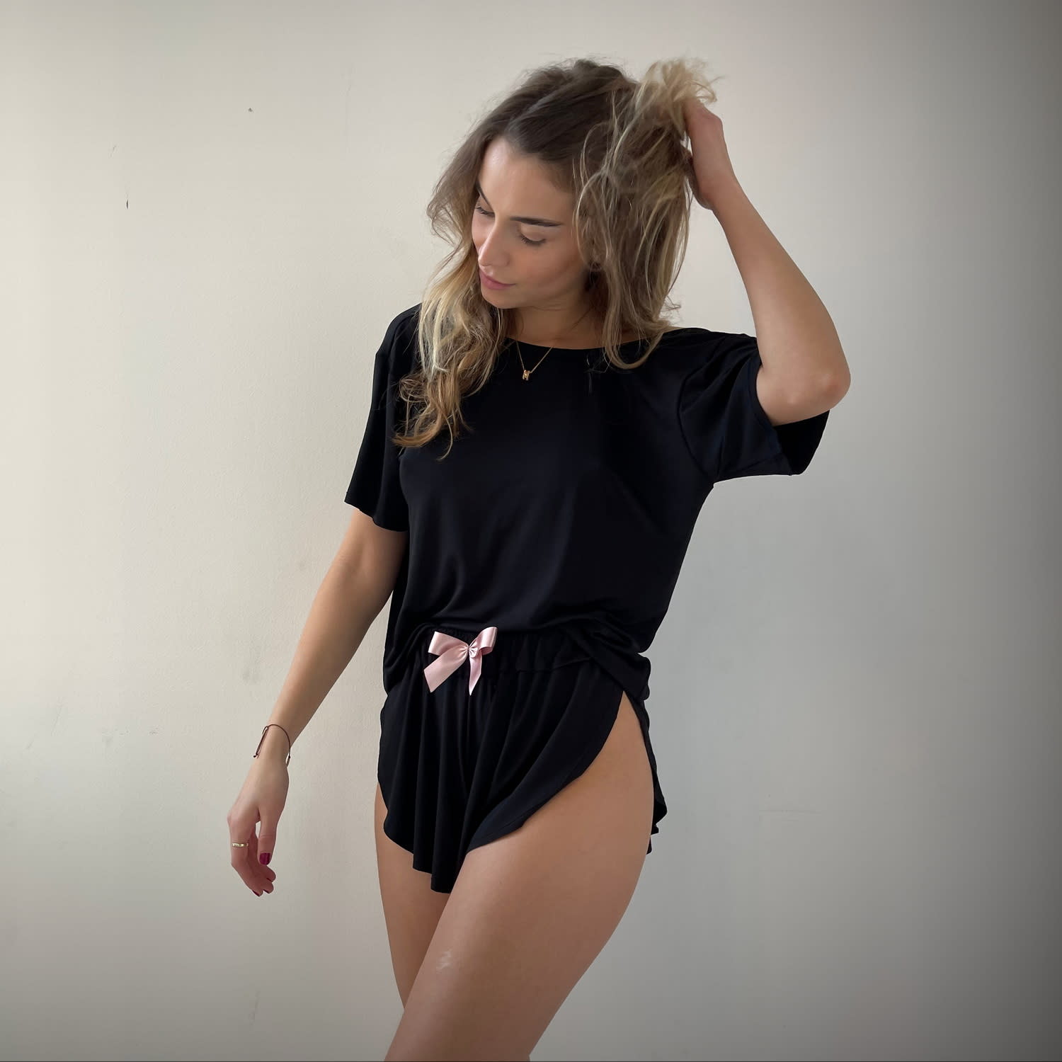 Loose T-Shirt & Butterfly Shorts - Black, Loreen Label