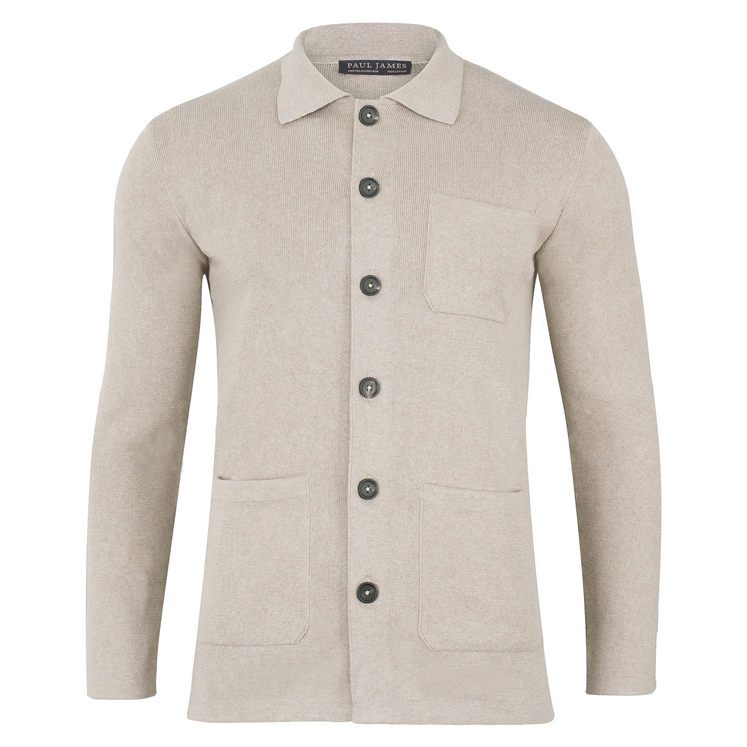 Paul James Knitwear Brown Mens Midweight Cotton Work Benjamin Shirt - Fawn In Brown