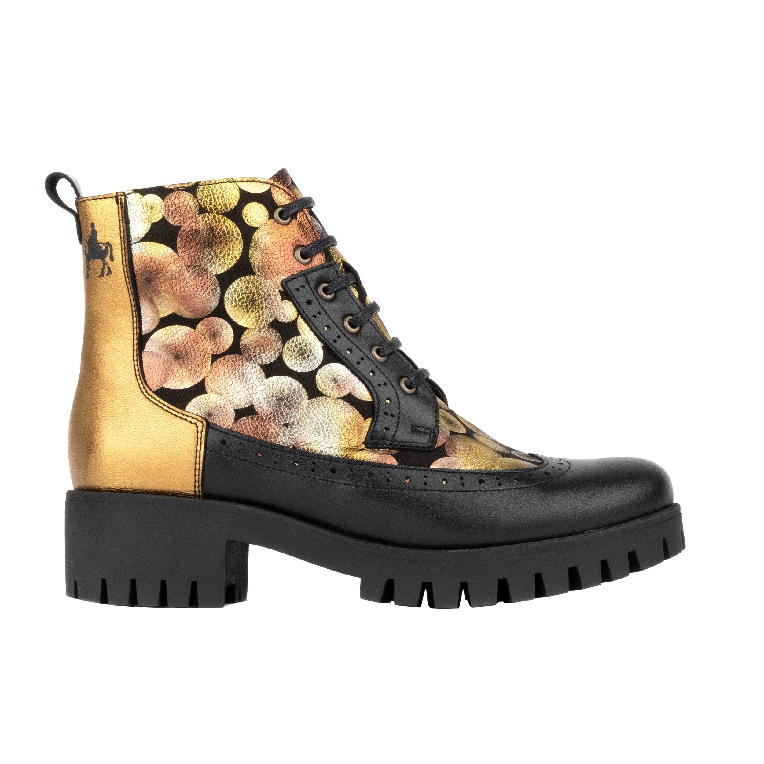 Embassy London Usa Gold / Black Milliner Platform Wool - Black & Gold Sphere - Womens Ankle Boots In Gold/black