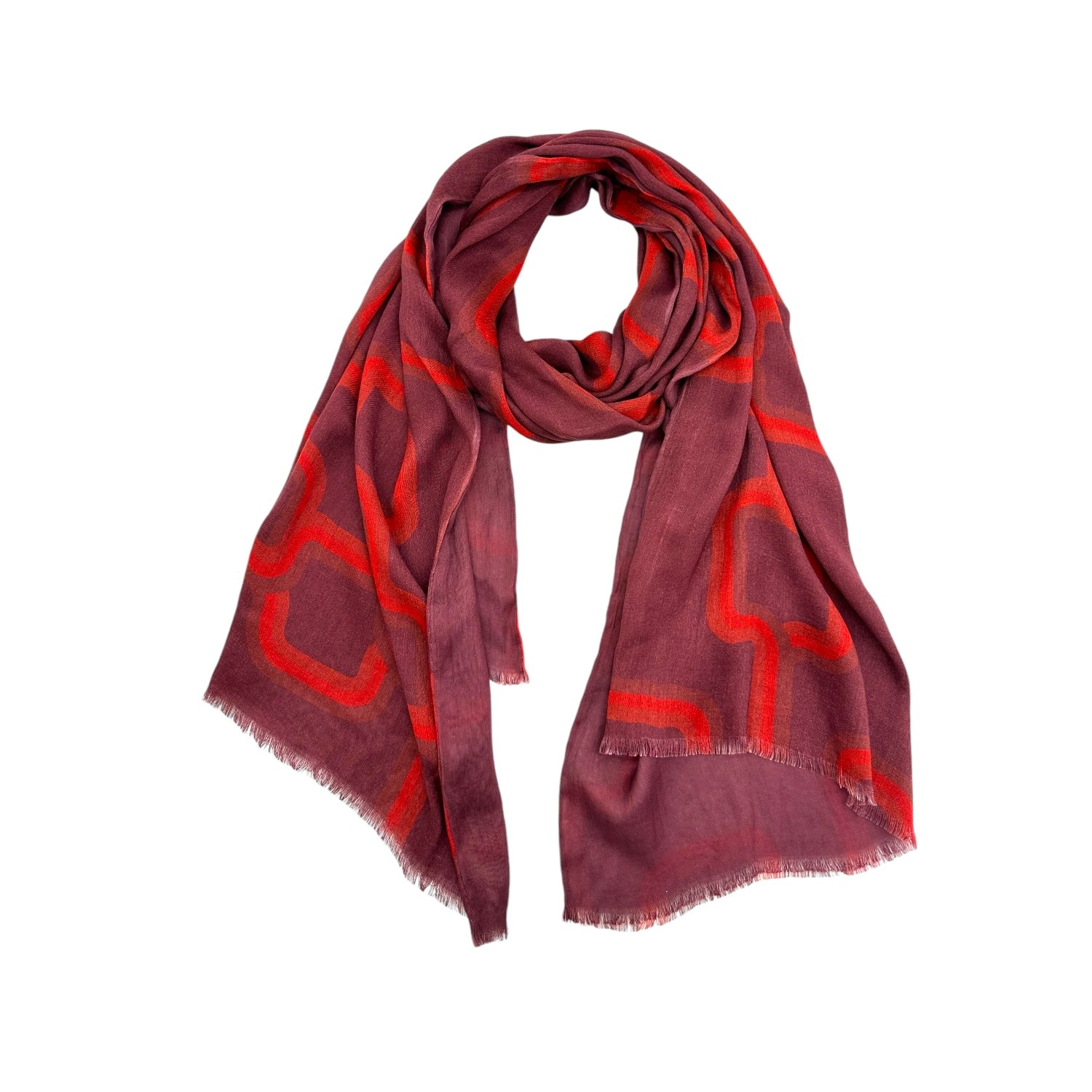 Julia Clancey Women's Red Link Claret Modal Reversible Scarf In Red