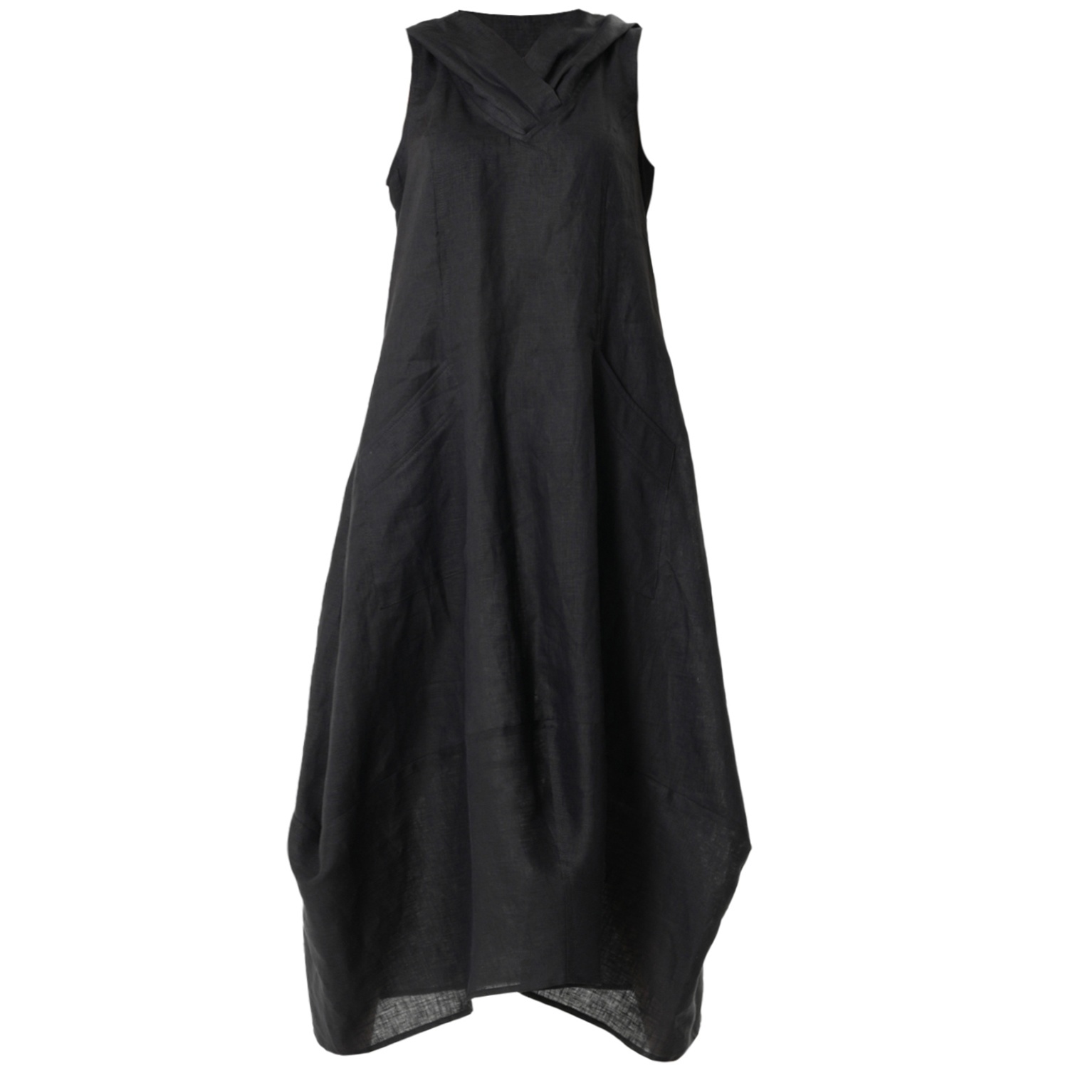 Metamorphoza Women's Linen Hooded Dress In Black In Black