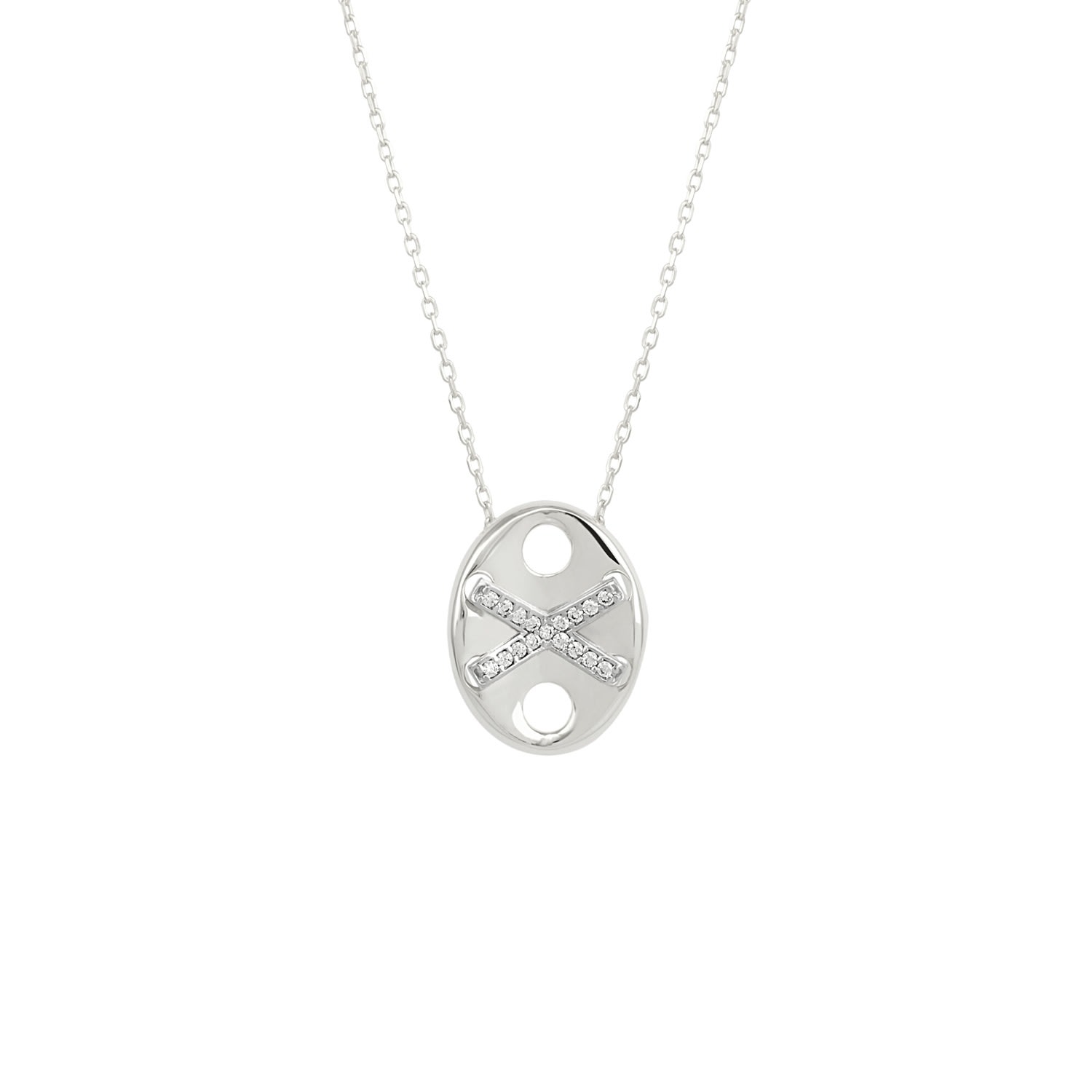 Spero London Women's X Necklace Elyptical Sterling Silver - Silver In Silver