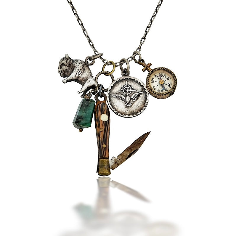 Cartography Men's Gold / Silver Oxford - Antique Charm Necklace
