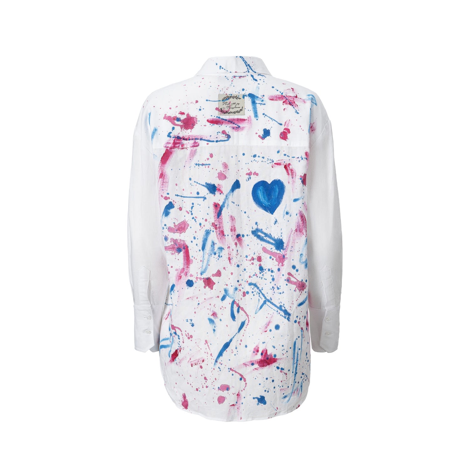 Madlen Women's White Holiday Shirt Hand Painted Shirt In White