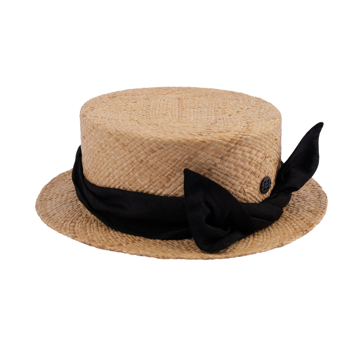Women's Neutrals / Black Gigi - Straw Boater Hat | 54Cm | Sibi Hats