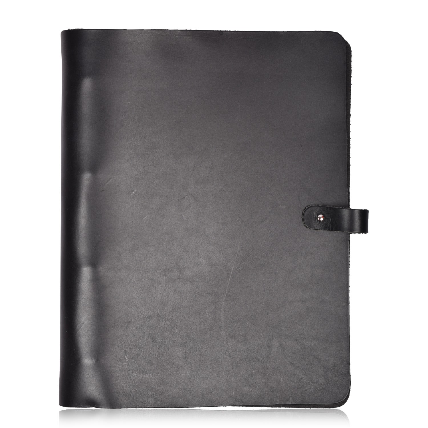 Leather Ring Binder Folder - Black Veg Tan Owen Barry