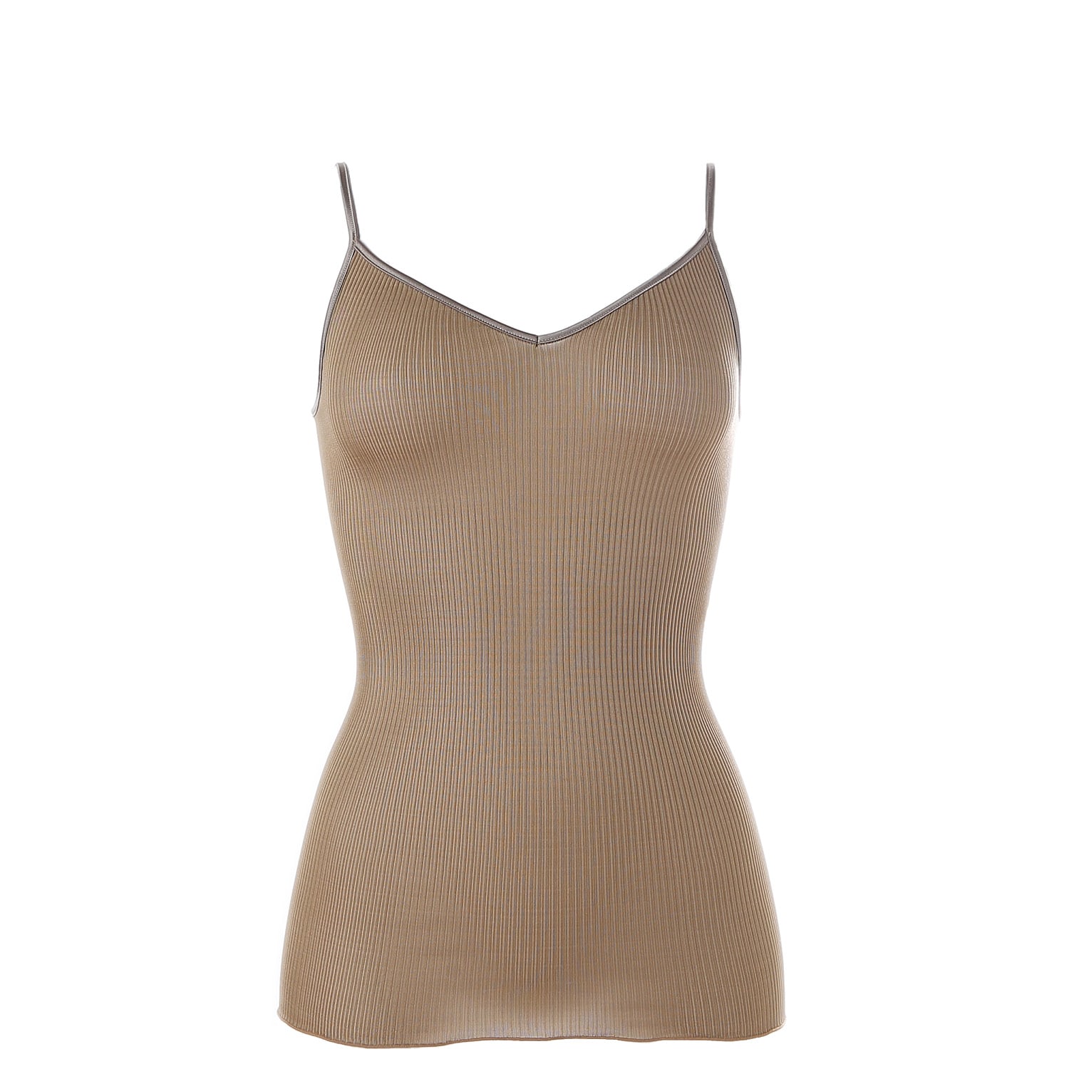 Women’s Brown Silk Accordion Camisole, Bronz Medium Aromatique