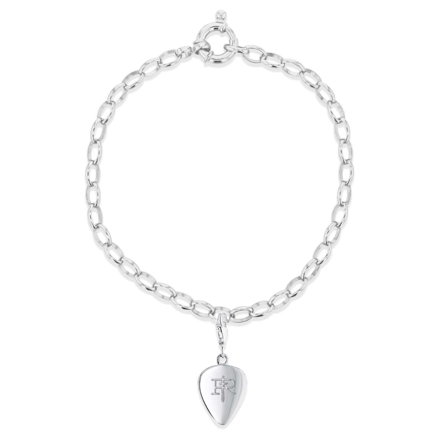 True Rocks Women's Plectrum Charm Belcher Bracelet Sterling Silver In Metallic