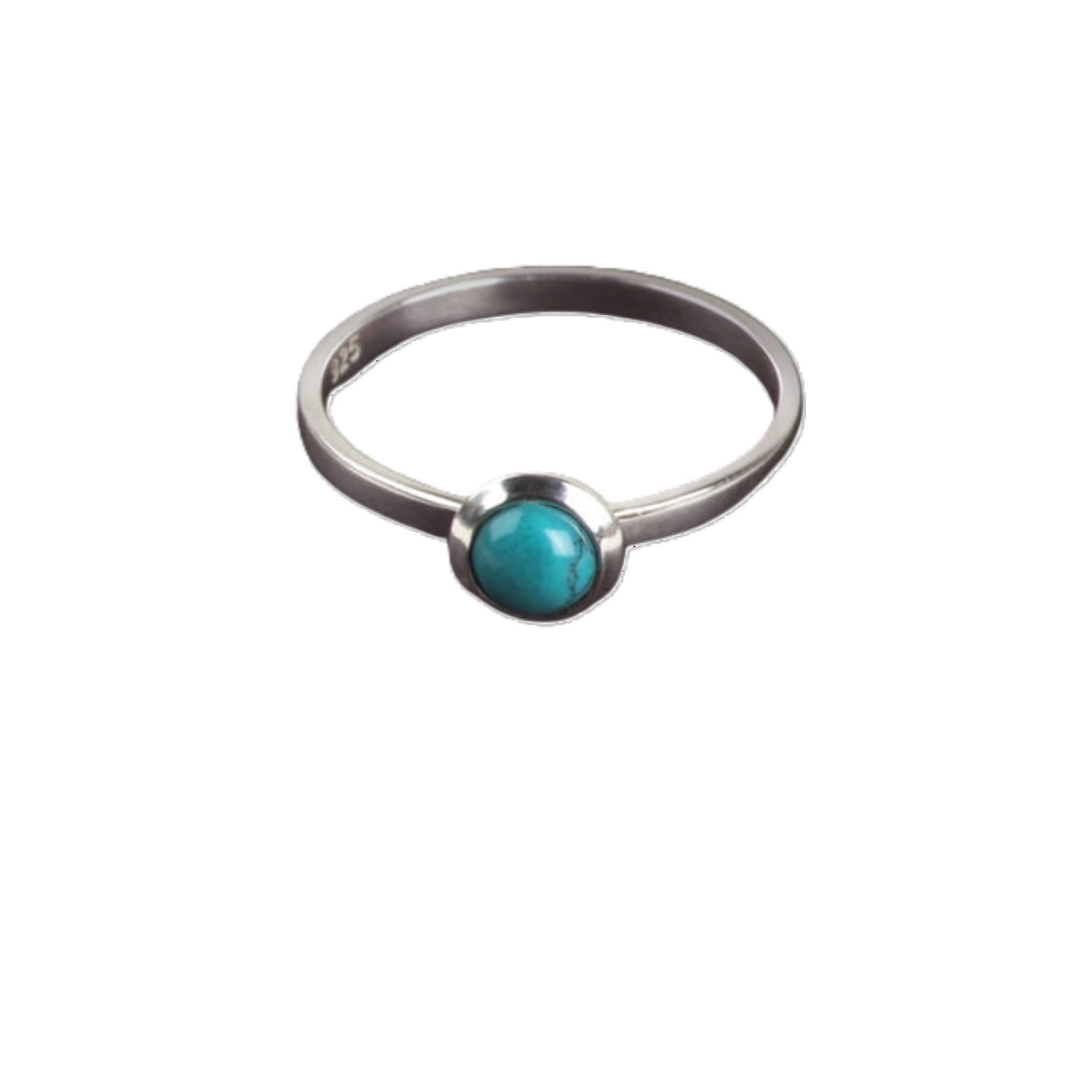 The Jewellery Store London Women's Blue / Silver Round Turquoise Ring In Sterling Silver