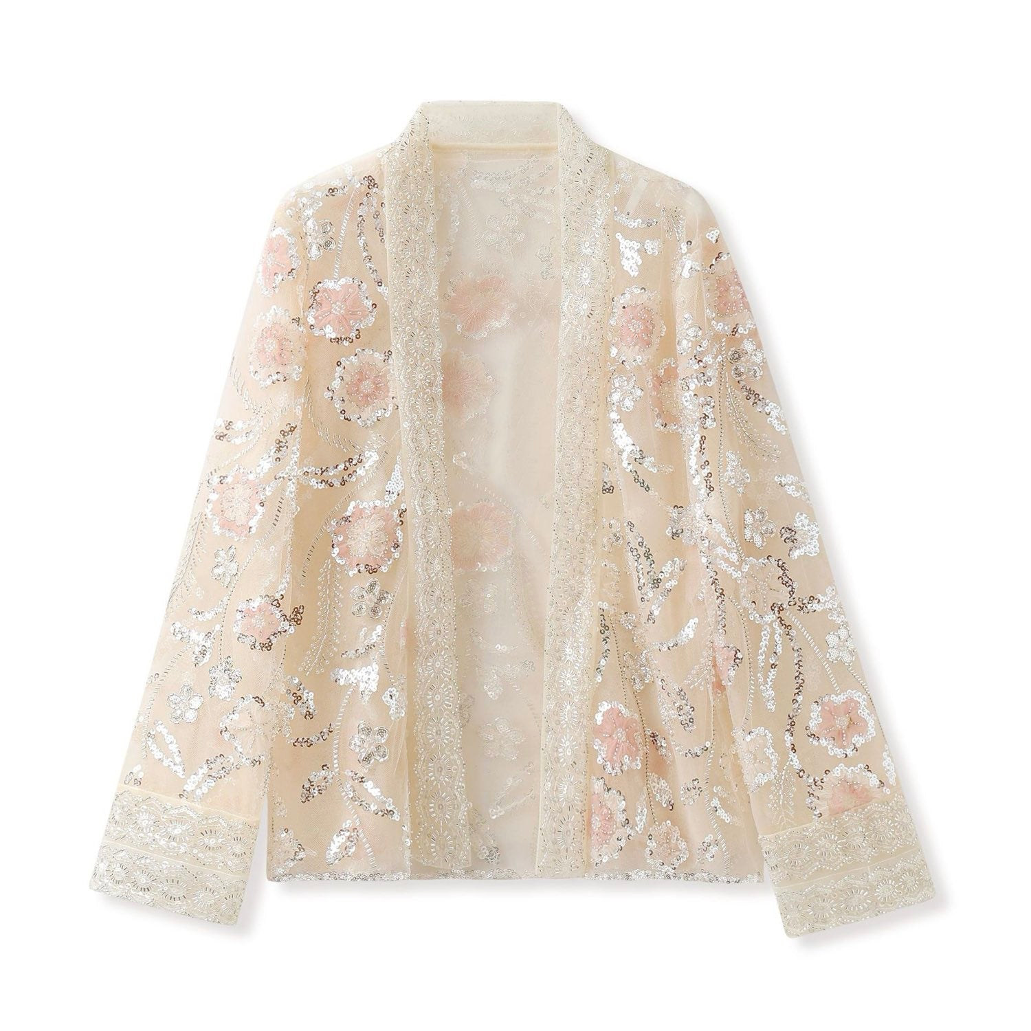 Jiaying Wang Wjy Studio London Women's Neutrals Embroidered White & Beige Floral Cardigan In Beige/white