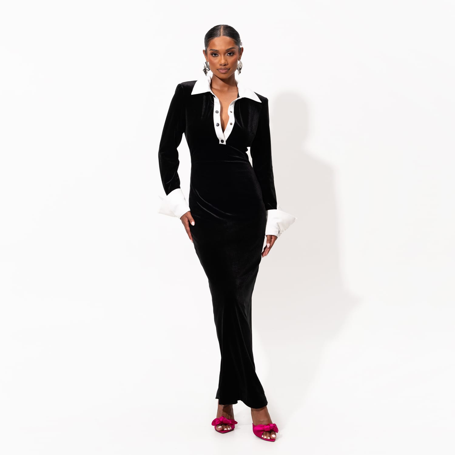 Robin Velvet Maxi Dress In Black Onyx | OFUURE | Wolf & Badger