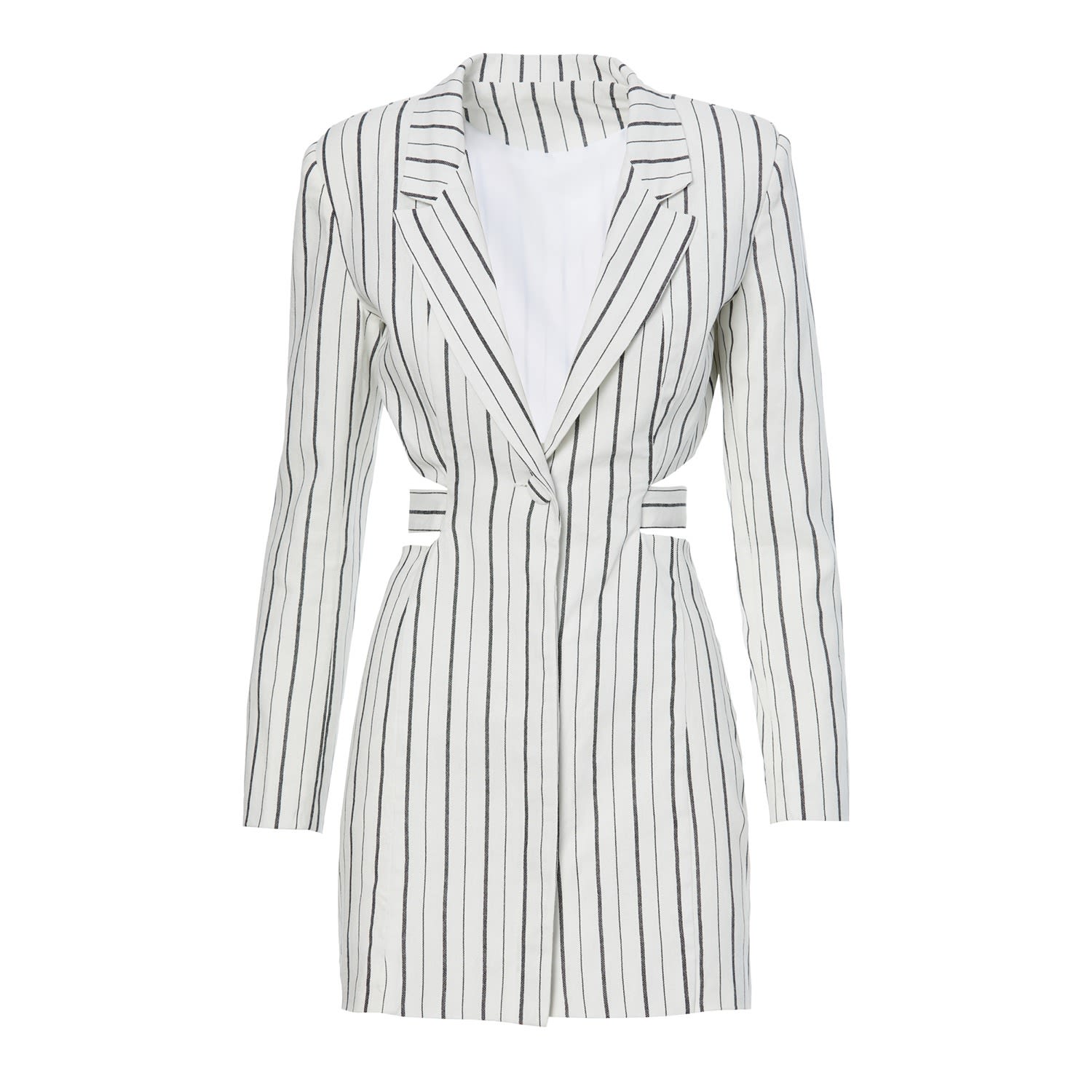 Women’s Black / White Deconstructed Mini Blazer Dress Made In Linen With Stripes Small Bluzat