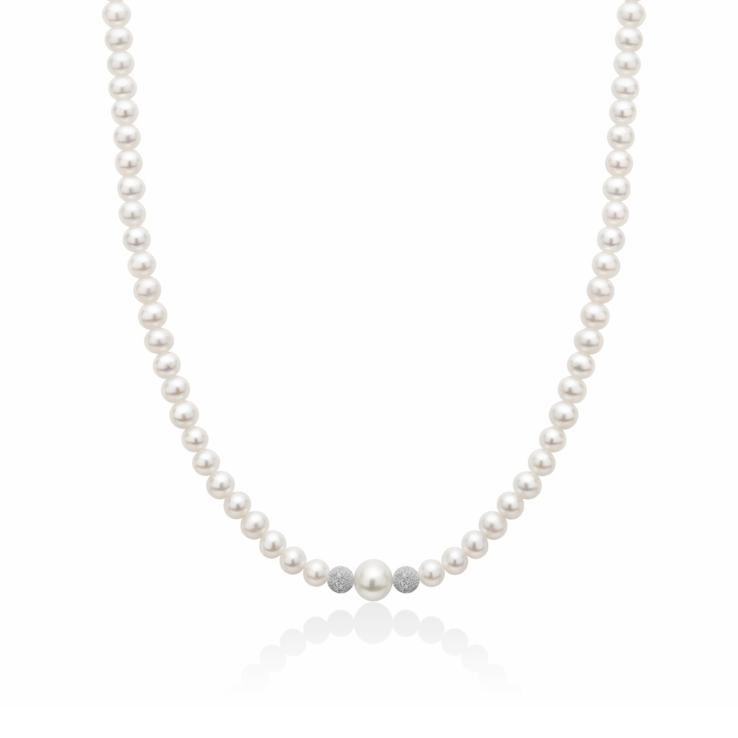 Unaloe Women's Timeless Elegance Freshwater Pearl Necklace With Eighteen Kt White Gold Accents