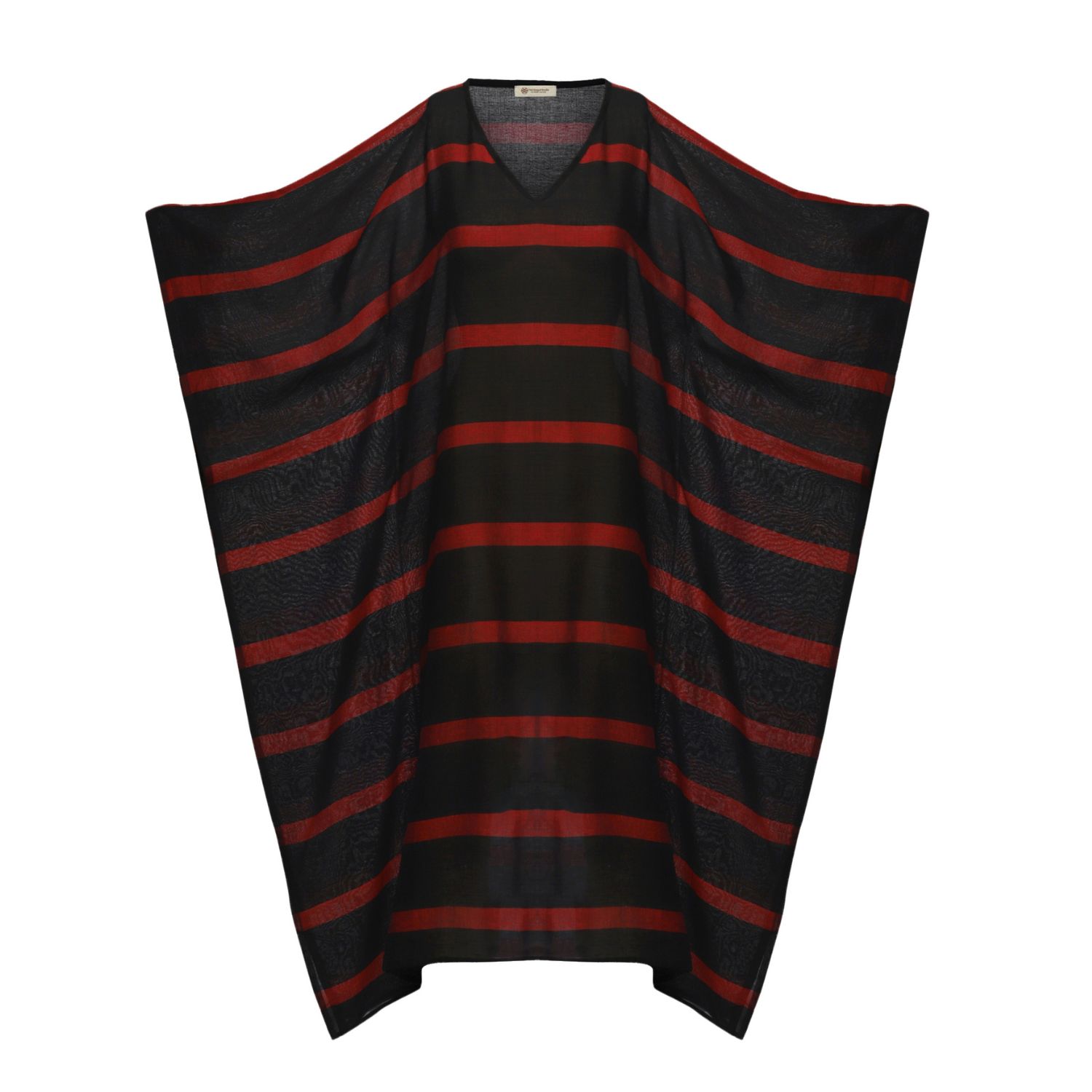 Heritagemoda Women's Black / Red Lightweight Black Red Striped Kaftan In Black/red