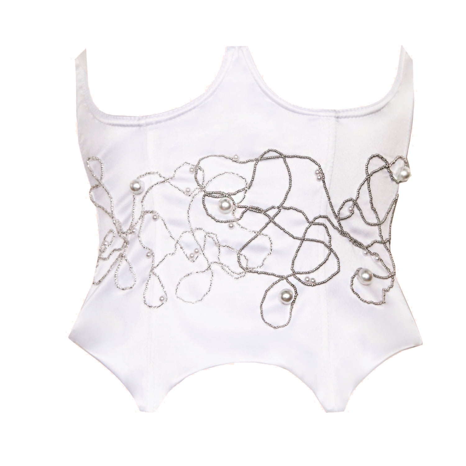 La Musa Women's White Pearl Corset In White