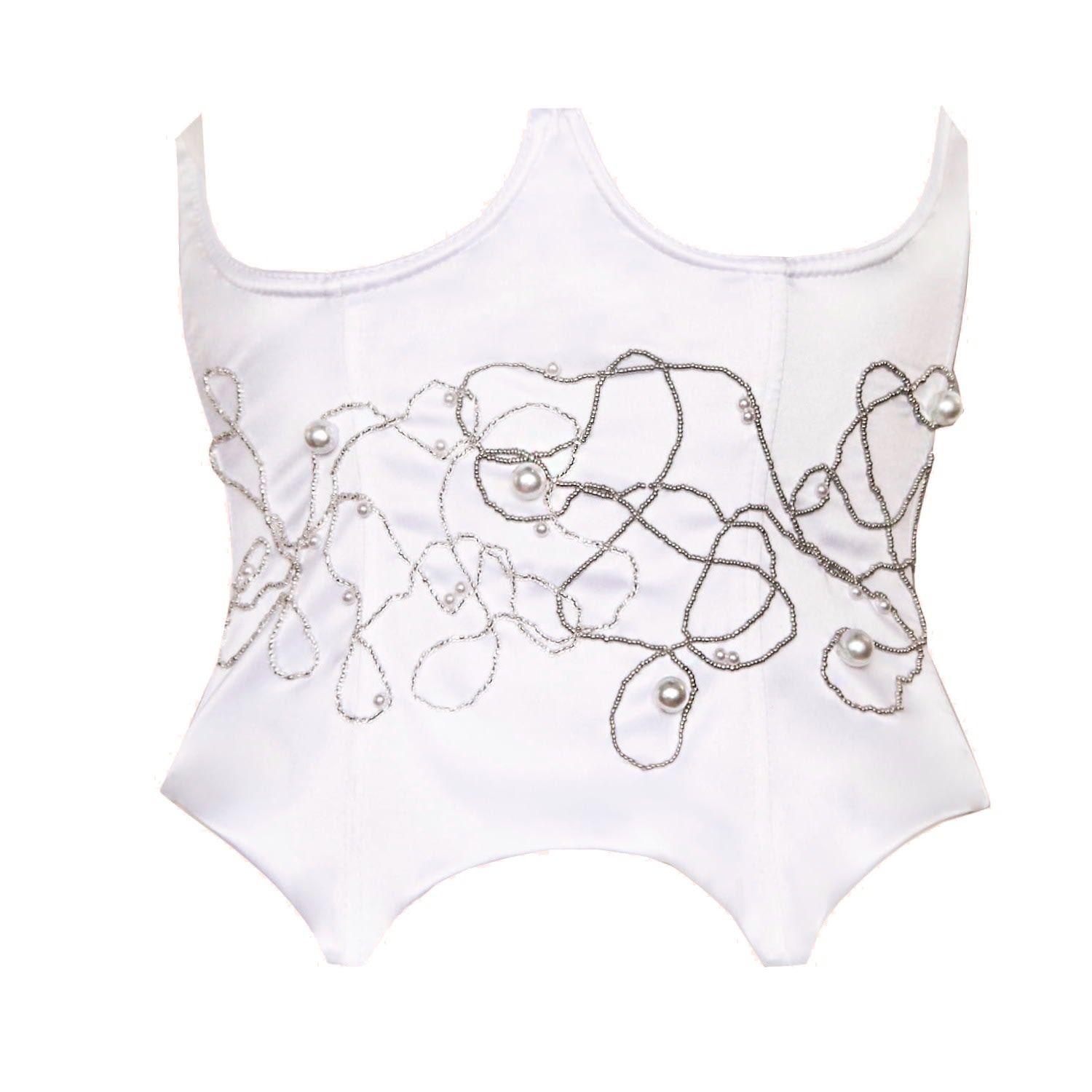 La Musa Women's White Pearl Corset