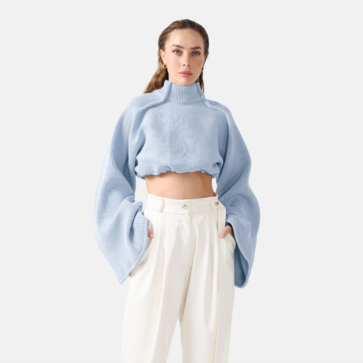 Oversized crop knit jumper sales