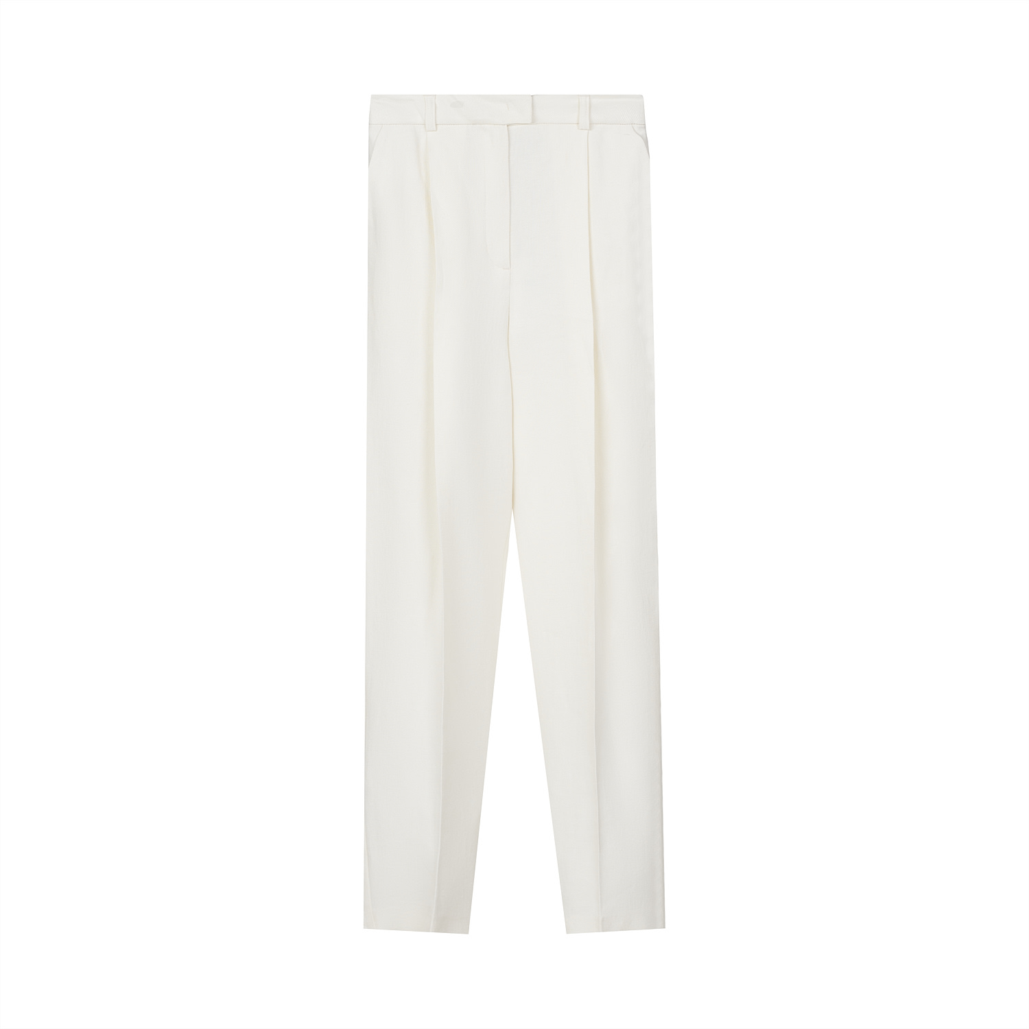 Inavati Women's White Tapered Ecru Trousers With Pleat