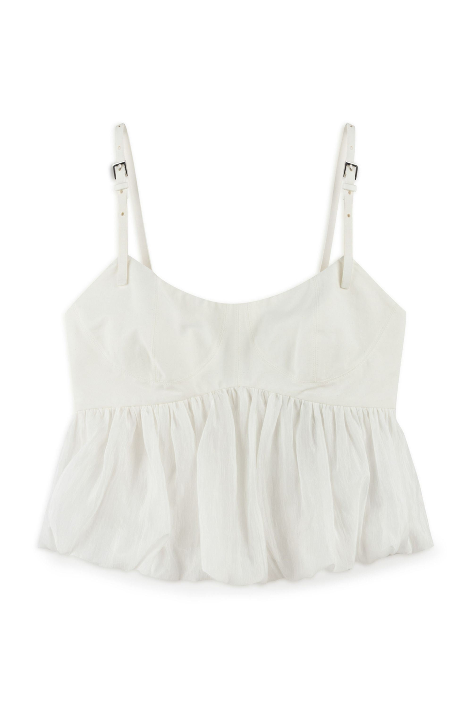 Nocturne Belt Strap Detailed Crop Top In White