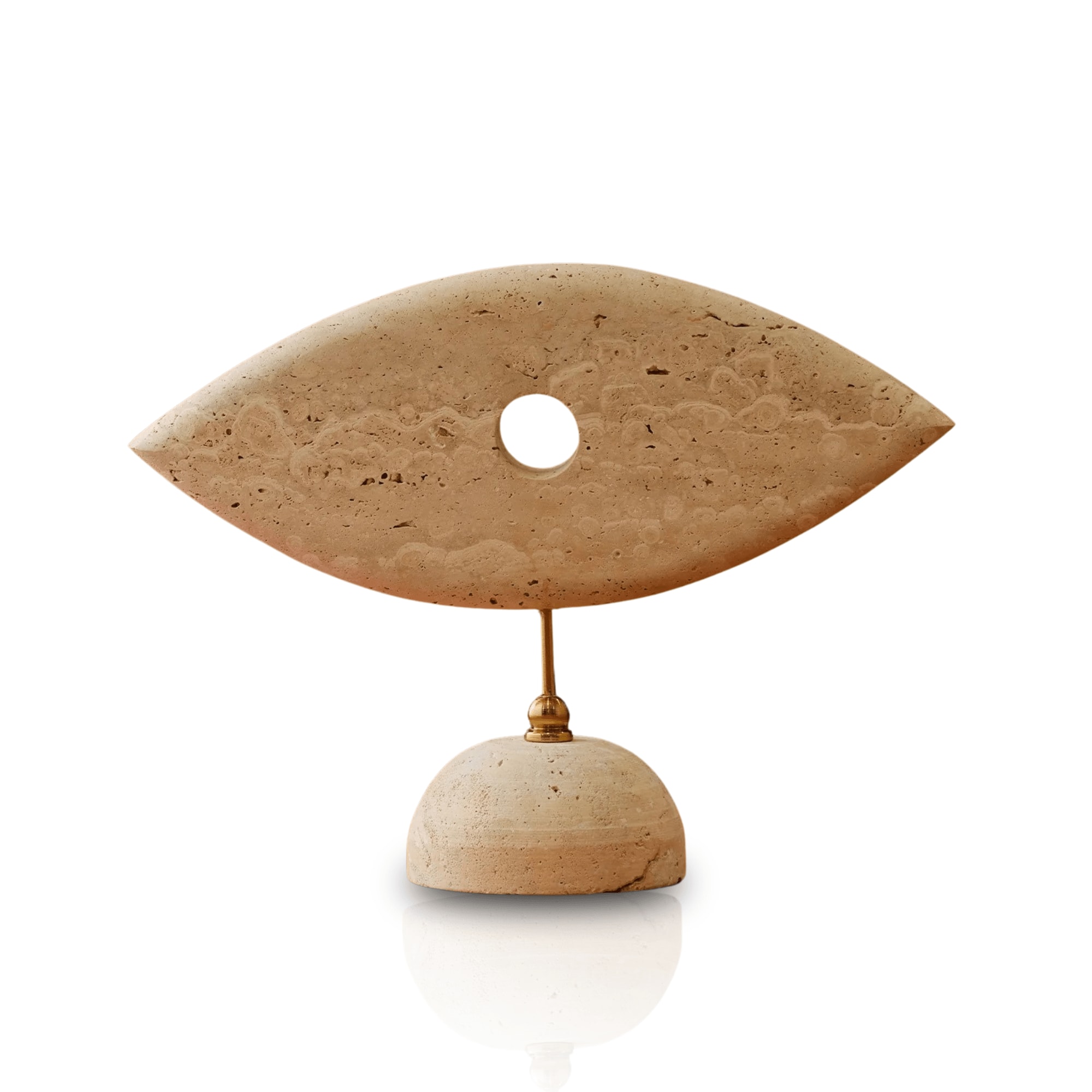 Marleth Brown Travertine Eye Decor – Hand-carved Natural Stone Sculpture