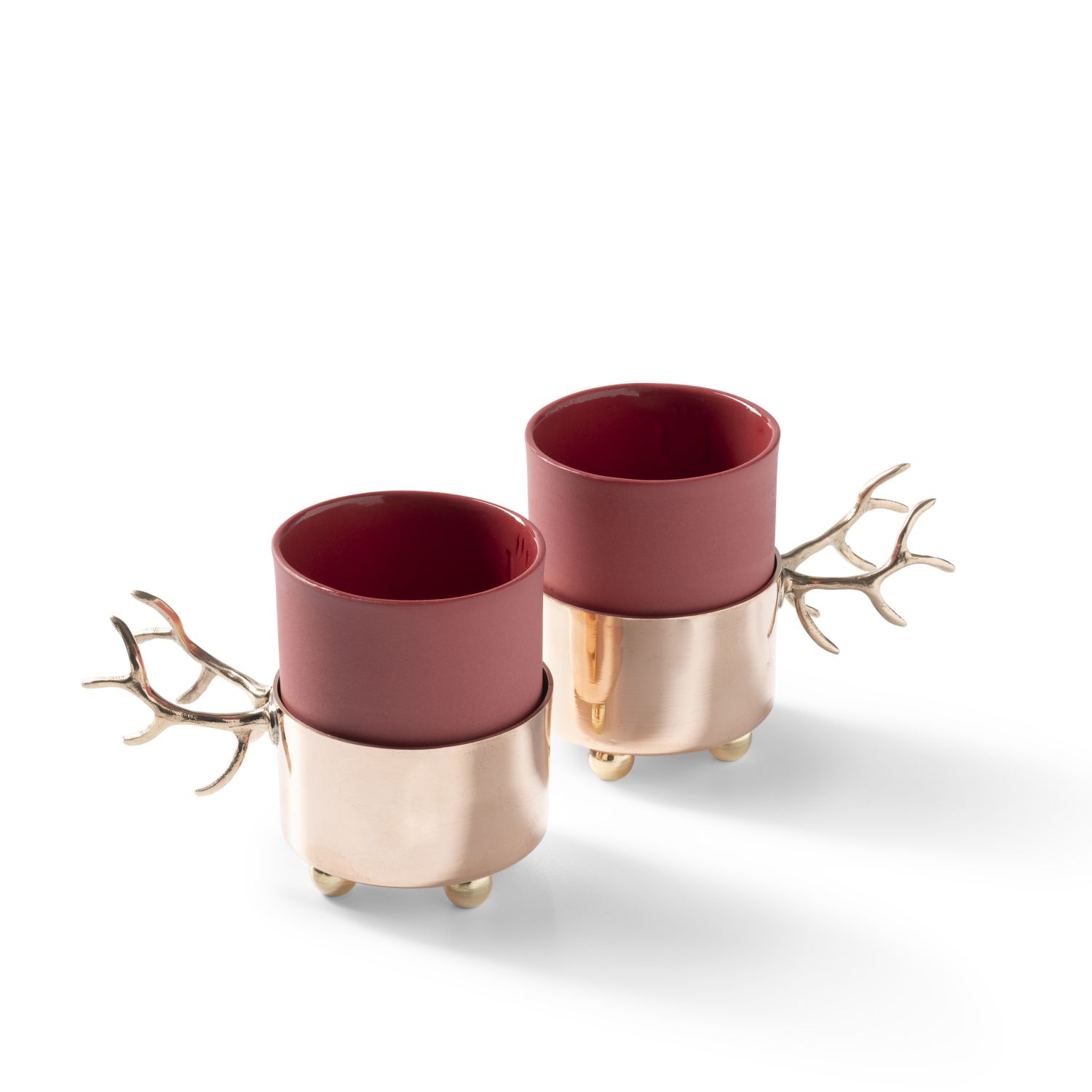 Atelier Terra Madre Gold / Red Genesis Limoges Espresso Cup Set Of Two