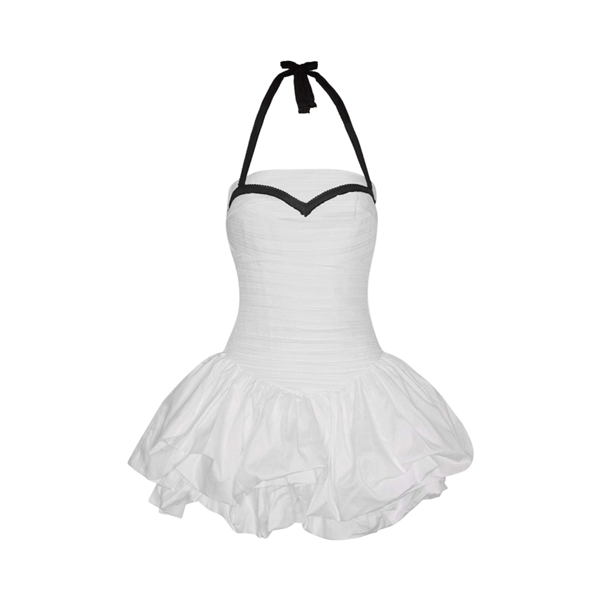 London Atelier Byproduct Women's White Rushed Mini Dress With Corset Top & Black Application In White
