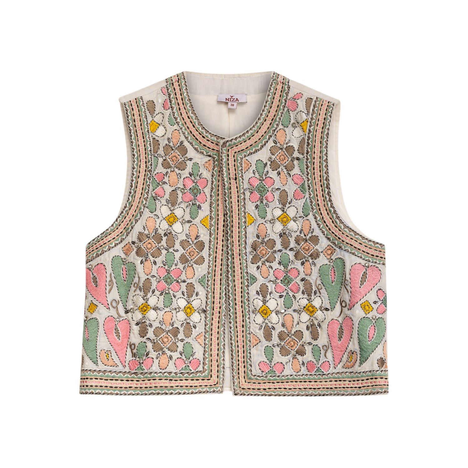 Niza Women's White Embroidered Vest Zanzibar
