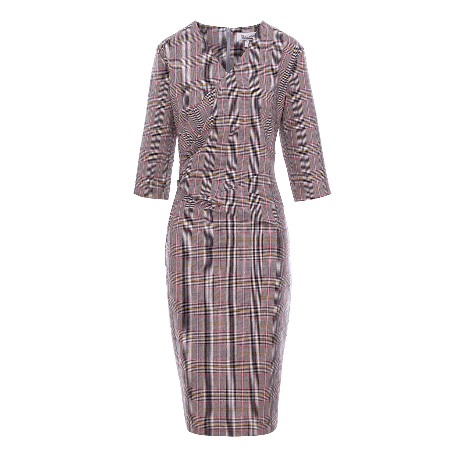 Couture De Marie Women's Grey Frederika Fitted Cotton Dress In Check Pattern