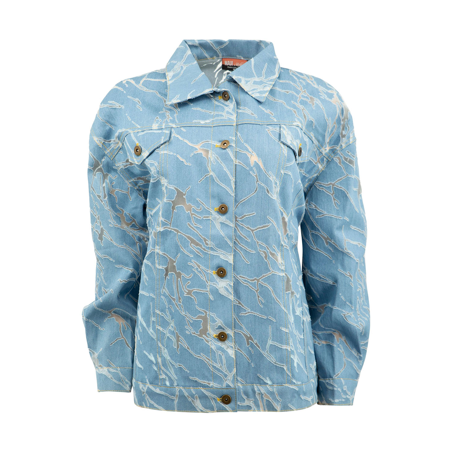 Women's Blue Blair Transparent Marbled Denim Jacket | Small | Maui X Lolita