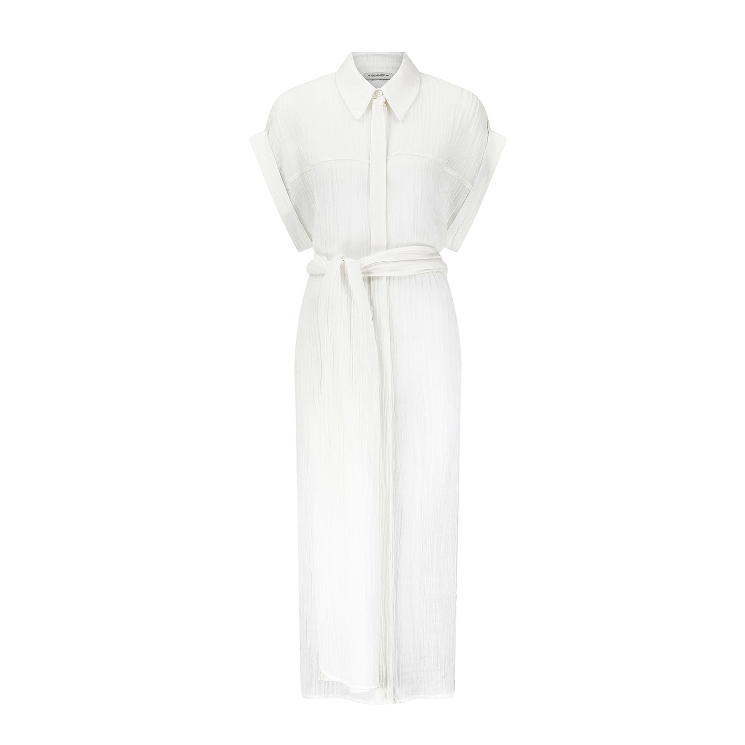 The Summer Edit Women's White Tori Crinkle Linen Shirt Dress - Ivory In White