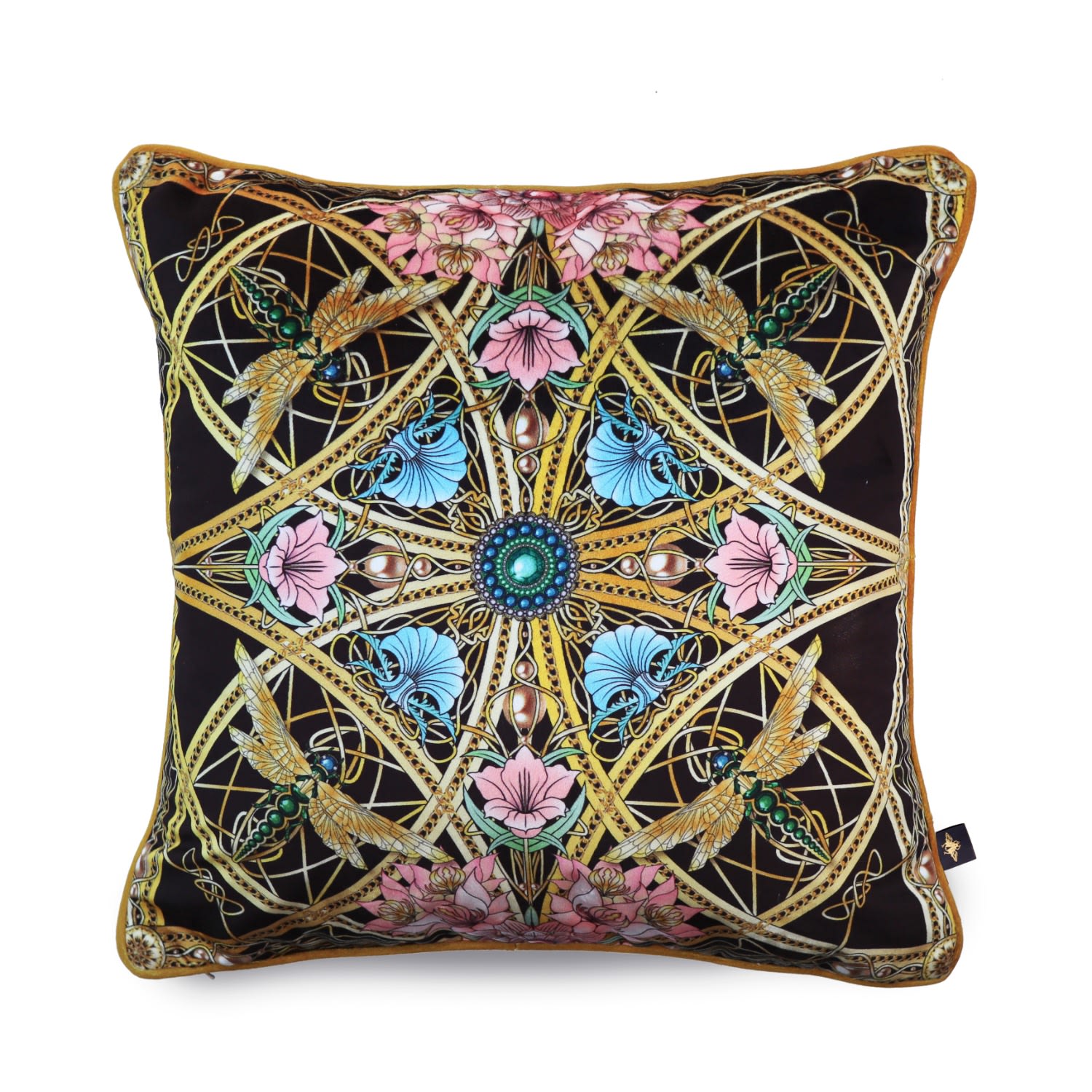 Gold / Black Zellandine Noir Velvet Cushion The Curious Department