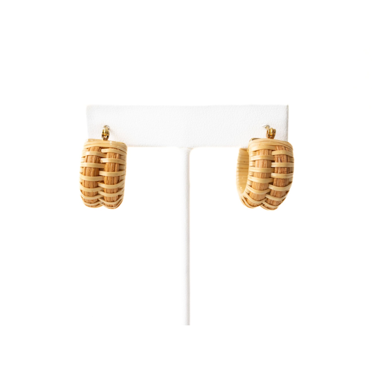 Whale Tail Weaving Women's Neutrals / Brown Double Stave Earrings