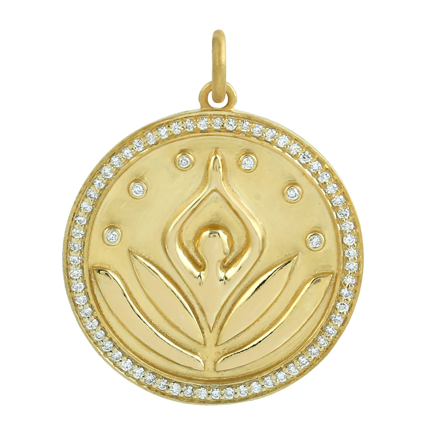 Artisan Women's Gold / White Yellow Gold Lotus & Yoga Spiritual Pendant With Diamonds In Gold