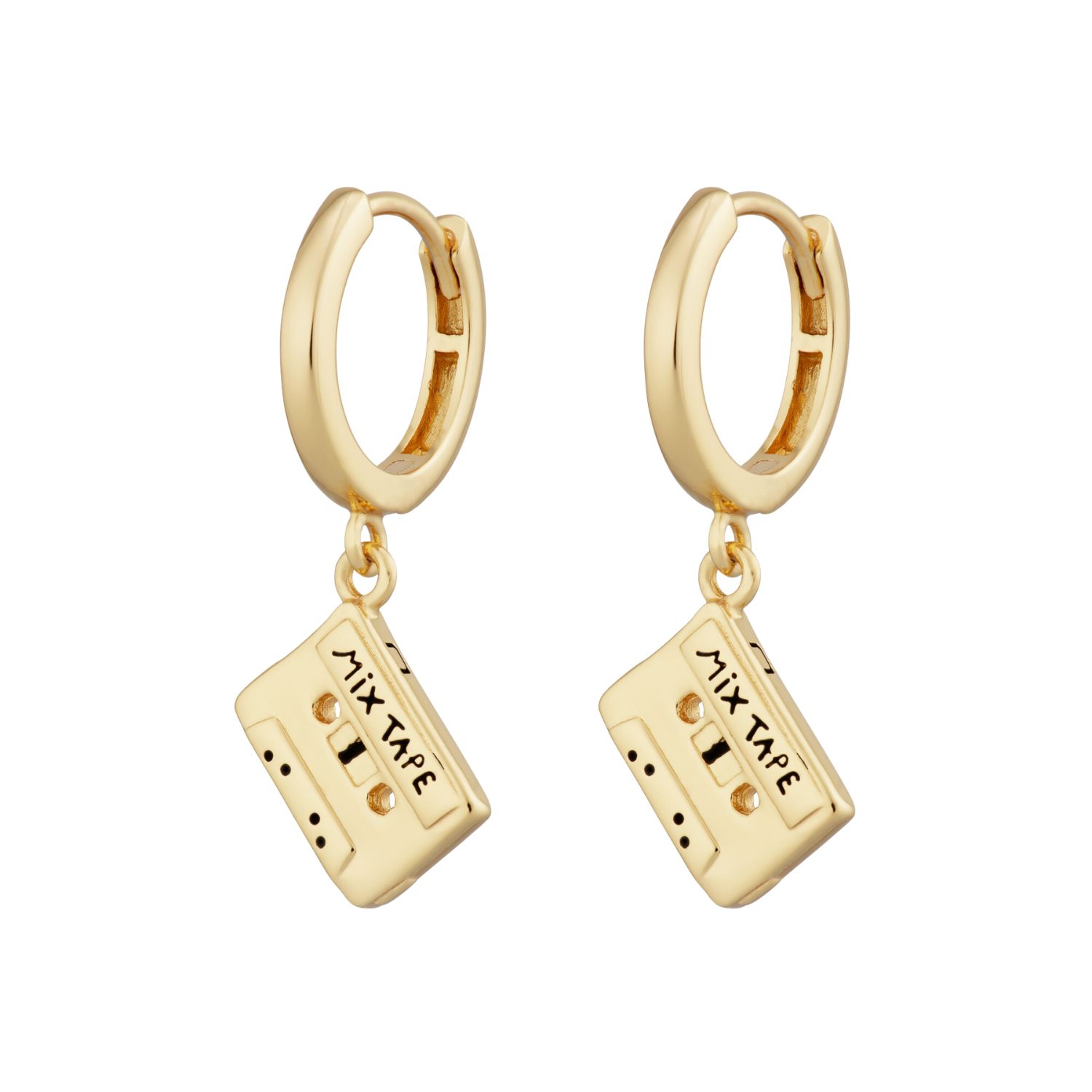 Women’s Gold Mix Tape Charm Hoop Earrings Scream Pretty